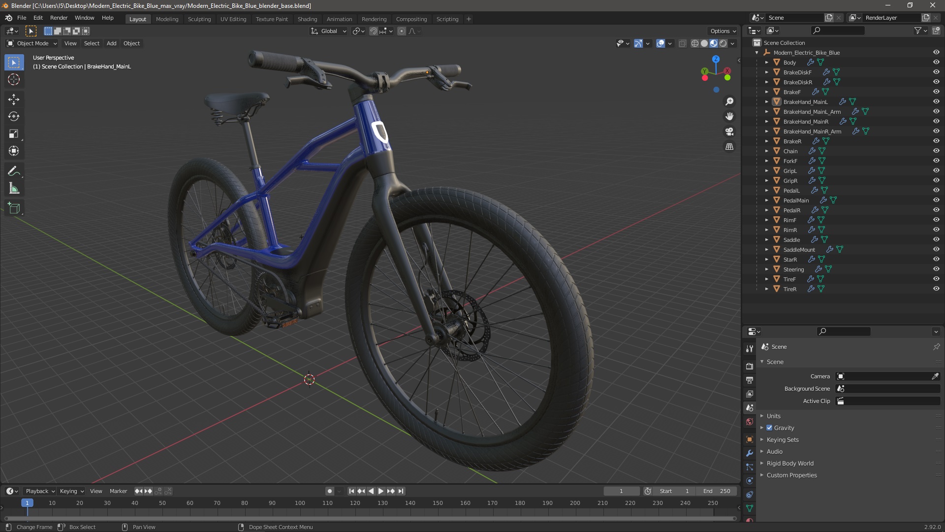 3D model Modern Electric Bike Blue
