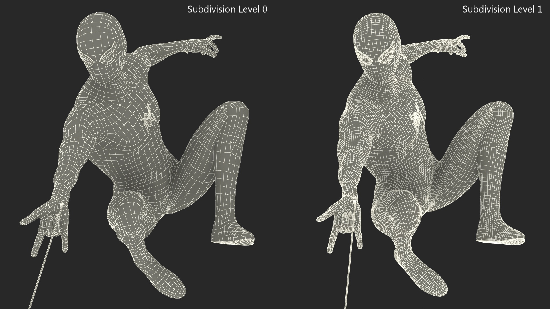 3D Spiderman Black Suit Shoots Web