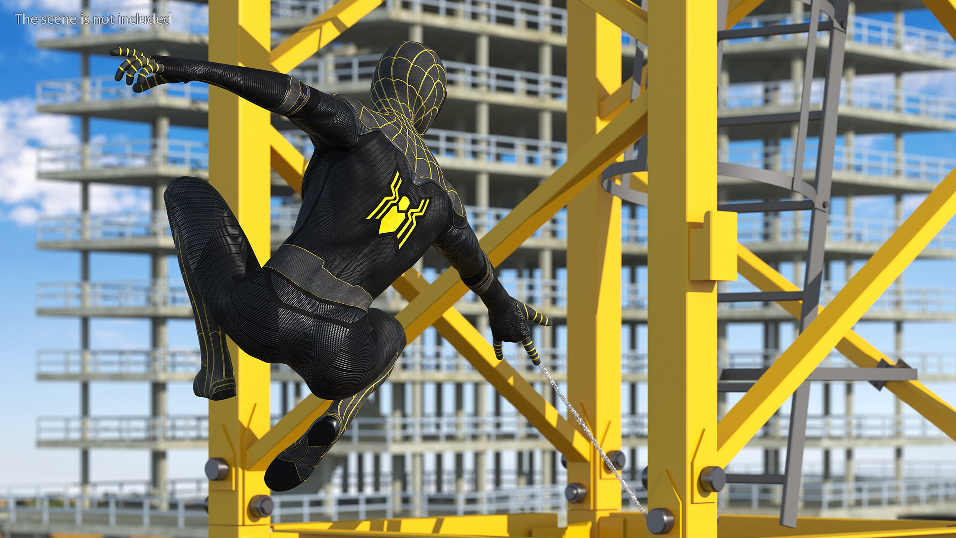 3D Spiderman Black Suit Shoots Web