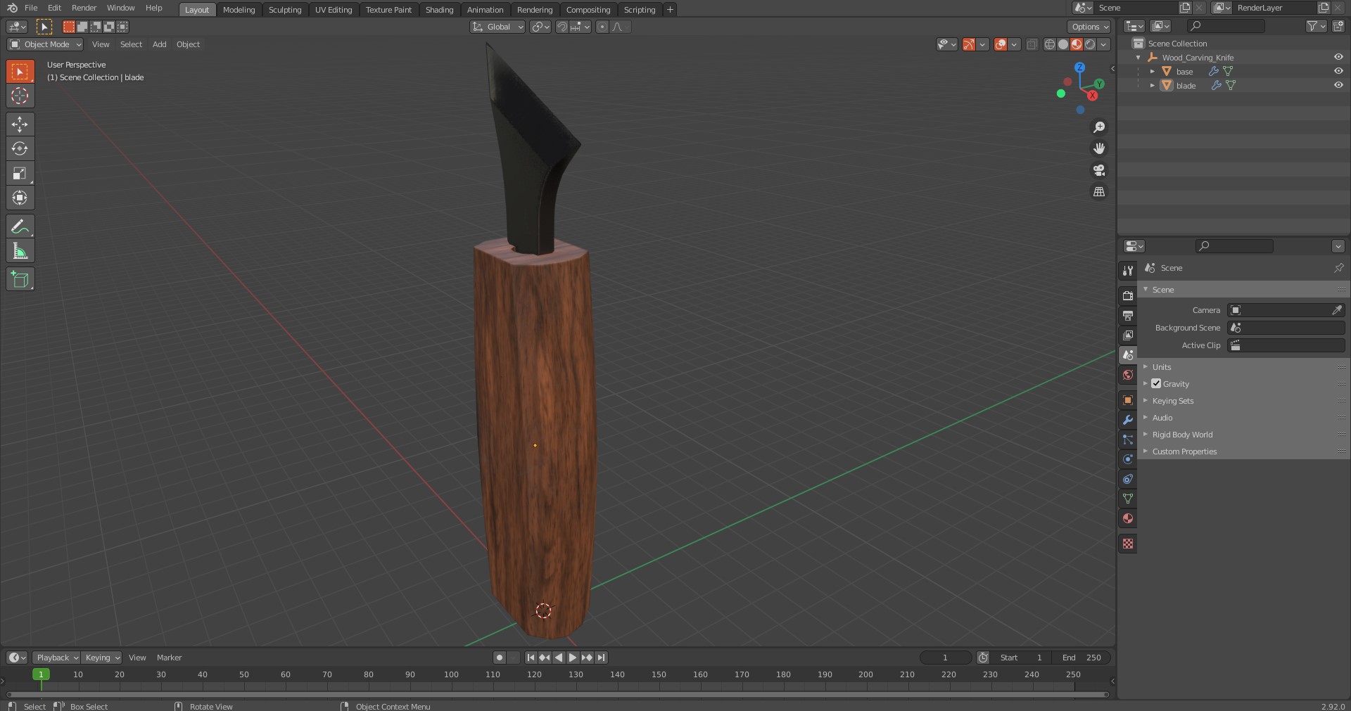 3D Wood Carving Knife model