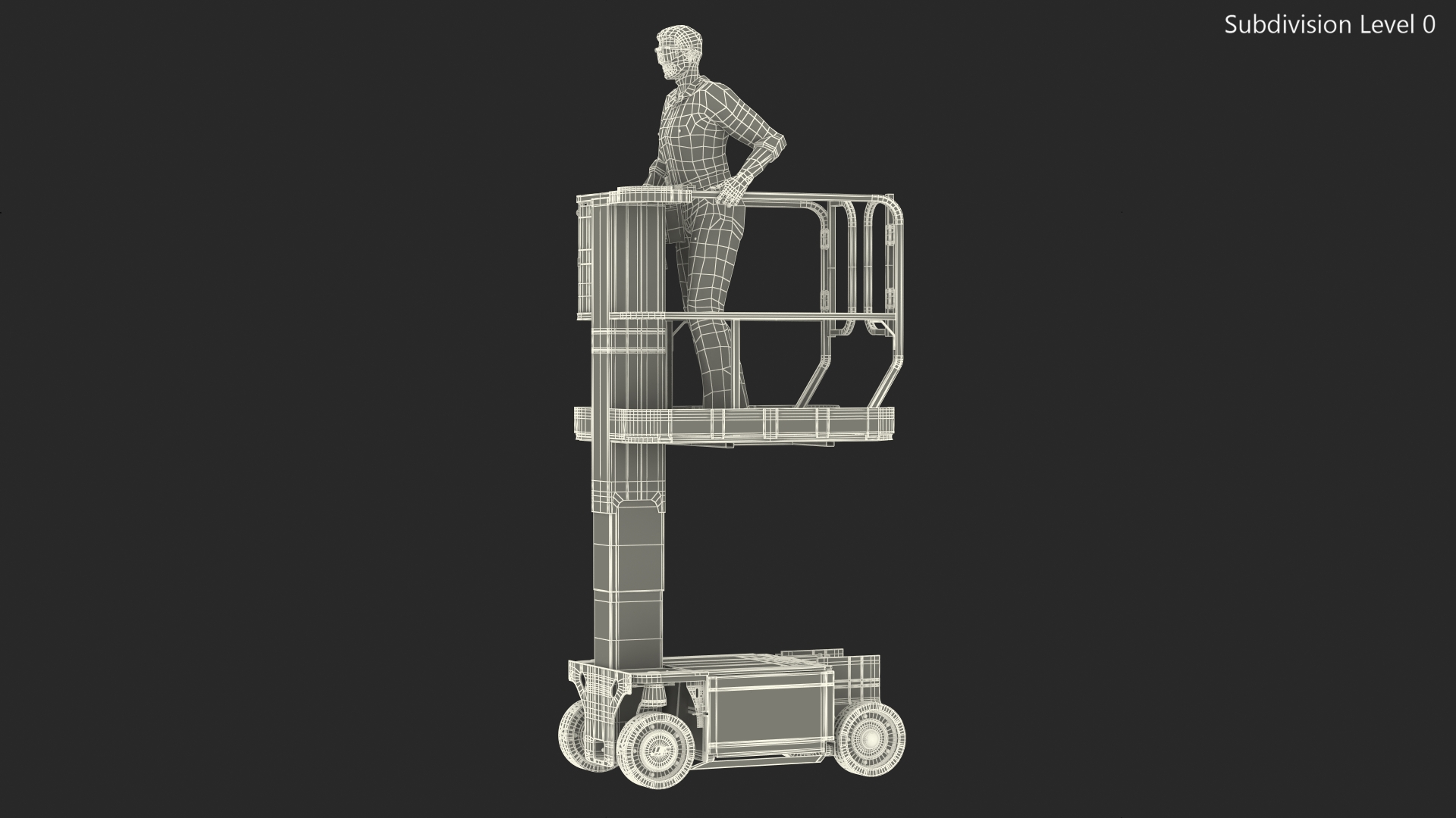 3D model Electrician Worker with JLG 1230ES Vertical Mast Lift Rigged