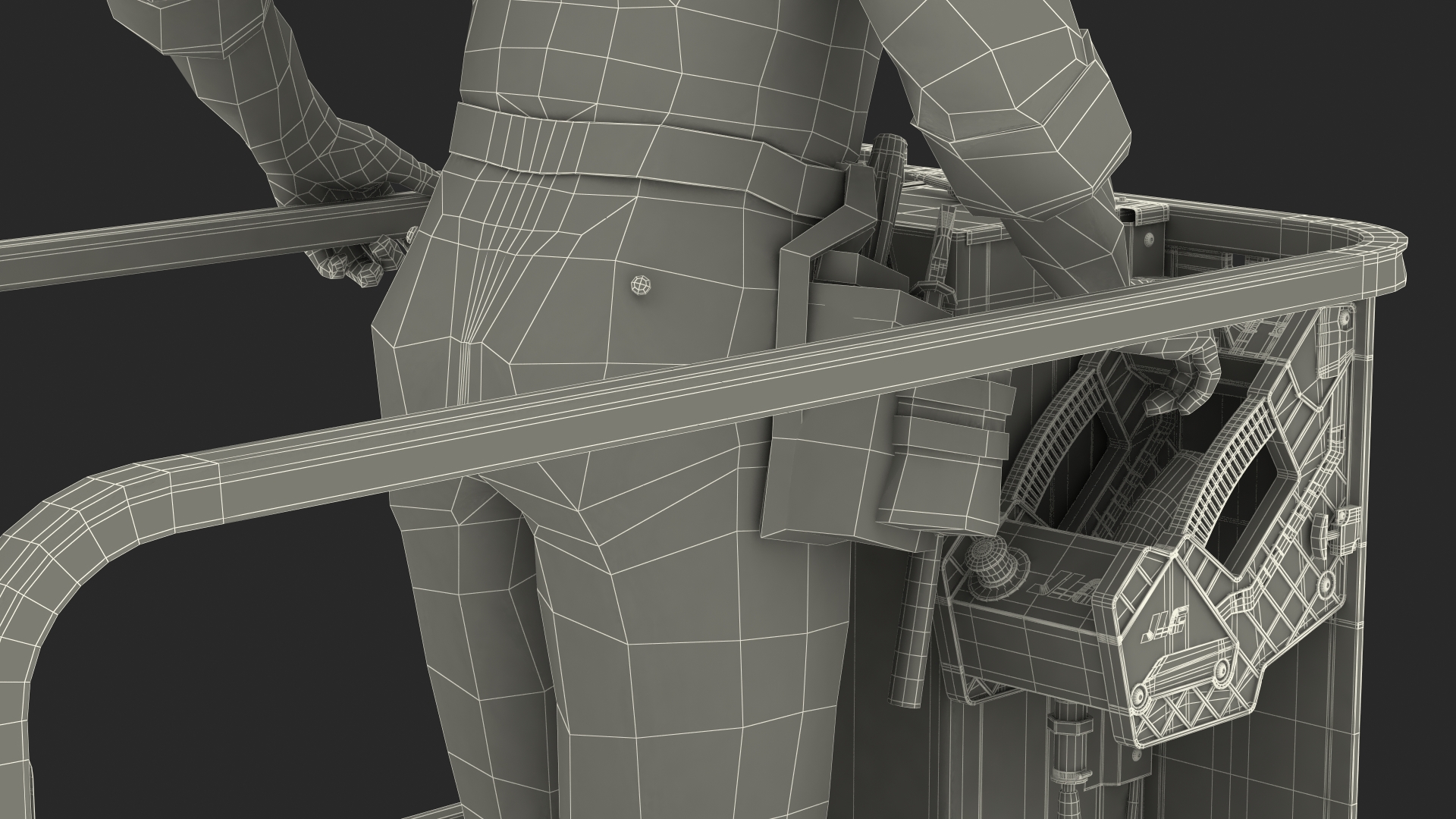 3D model Electrician Worker with JLG 1230ES Vertical Mast Lift Rigged
