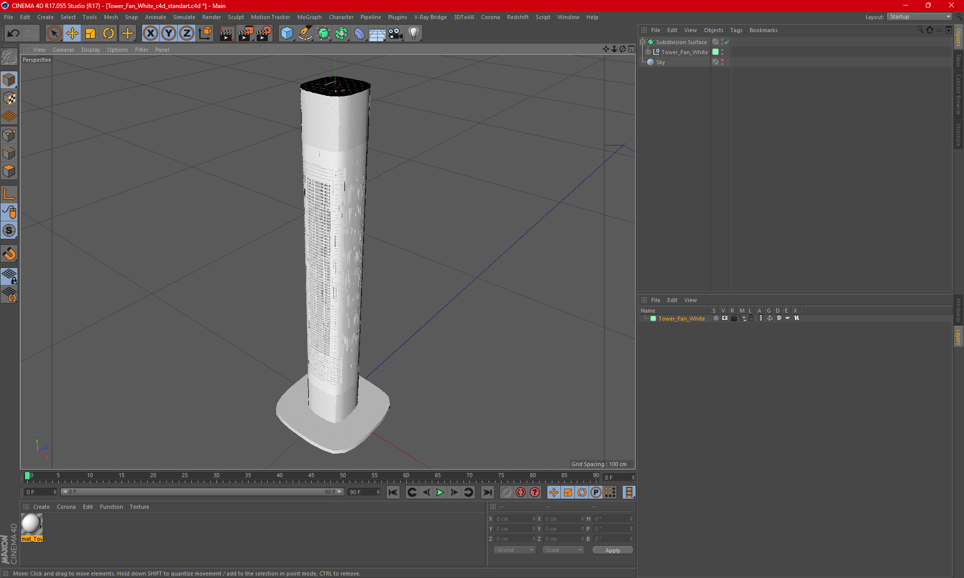 3D model Tower Fan White