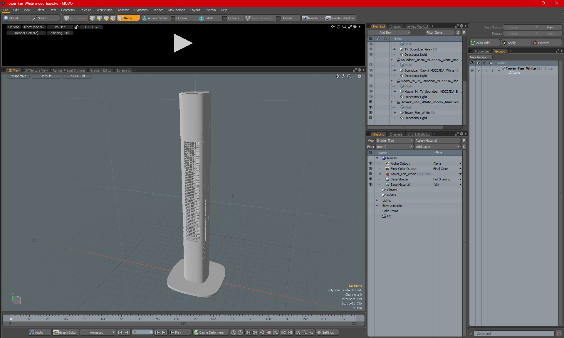 3D model Tower Fan White