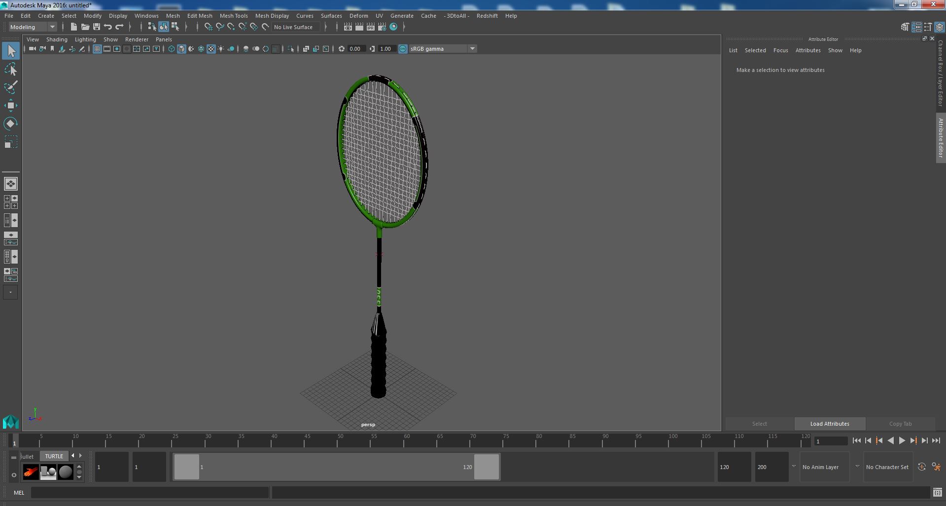 Badminton Racket Green 3D