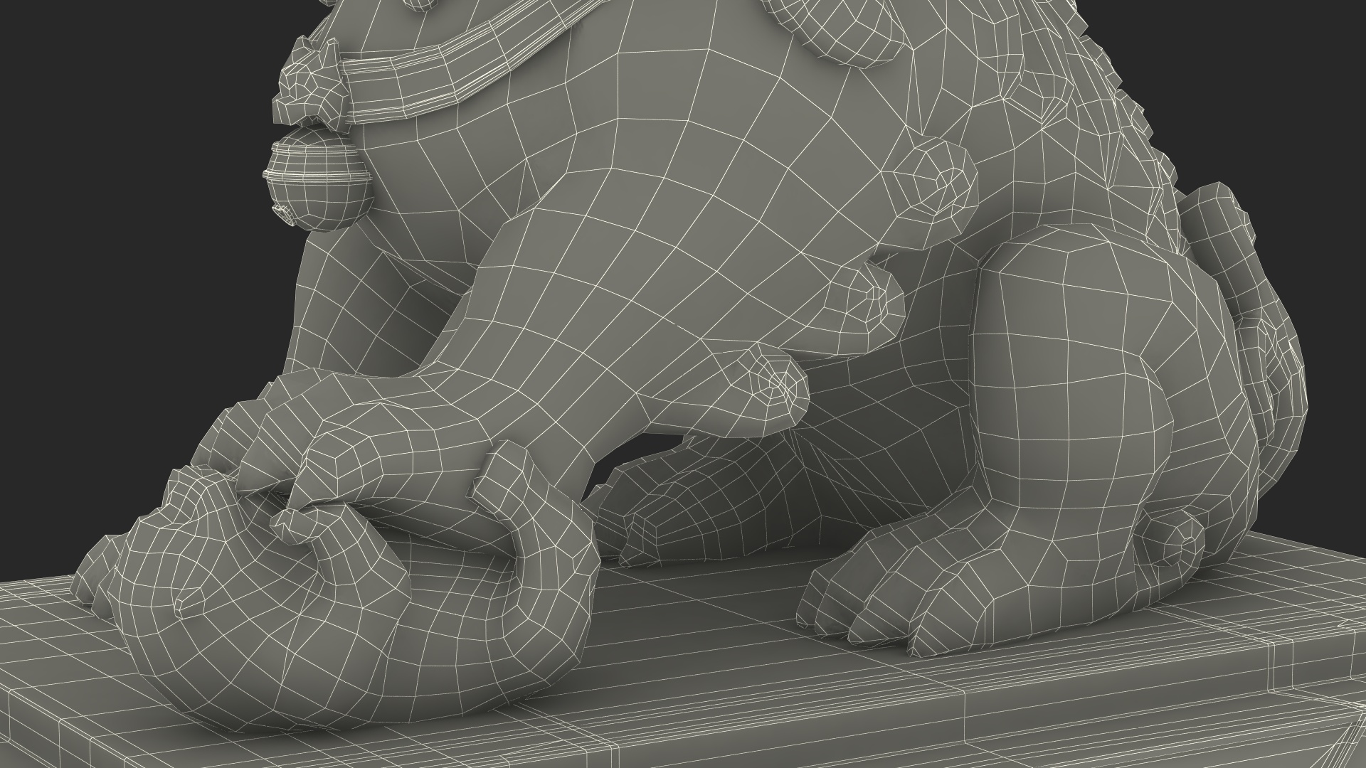 White Marble Chinese Lion Statue 3D