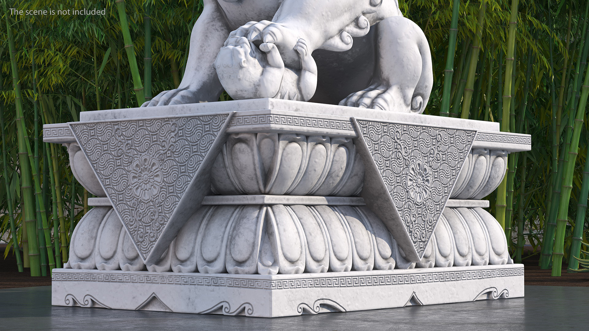 White Marble Chinese Lion Statue 3D