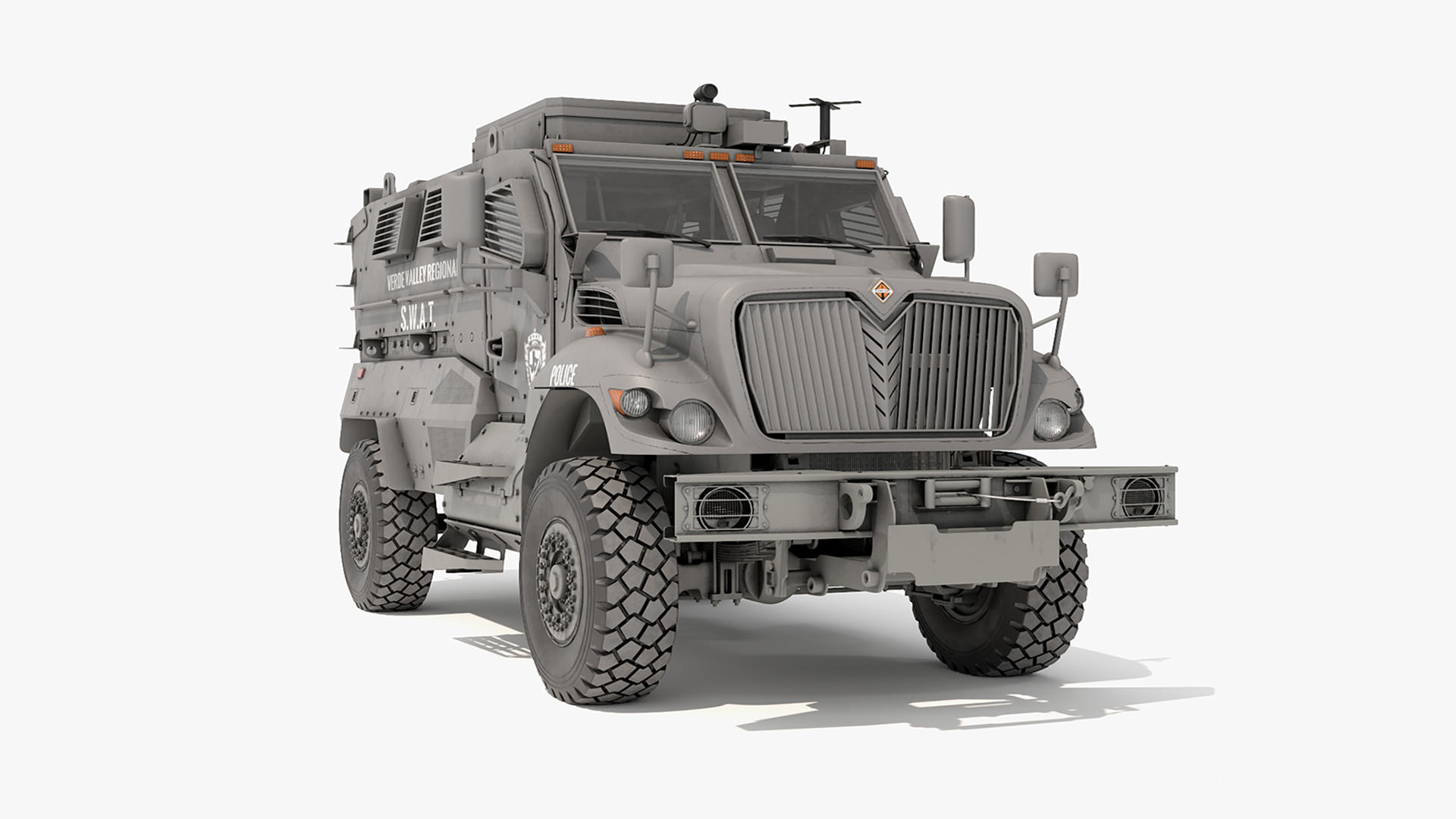 3D Police SWAT Armored Vehicle Grey Rigged for Maya model