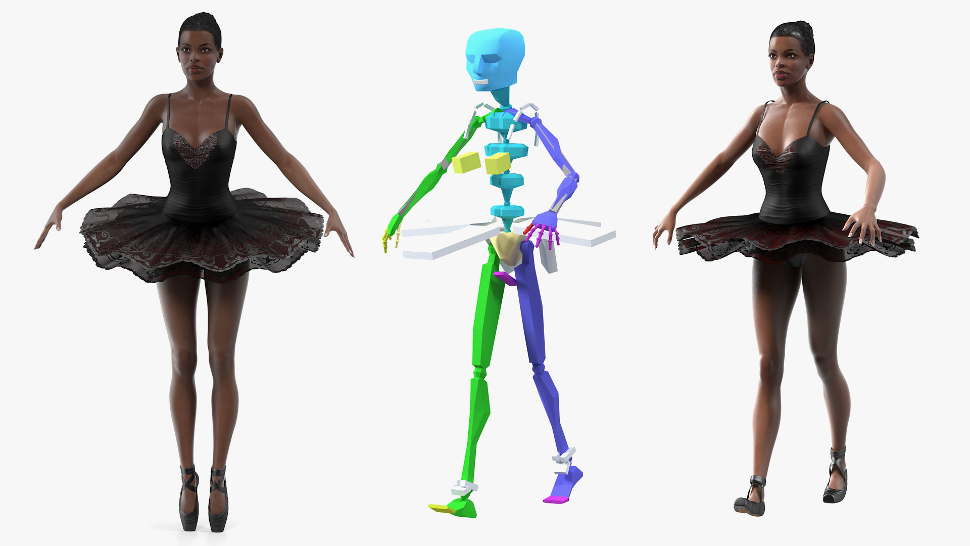 3D model Dark Skinned Black Ballerina Rigged