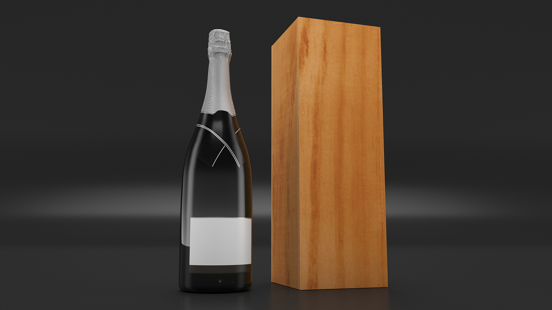 3D Premium Champagne with Wooden Box model