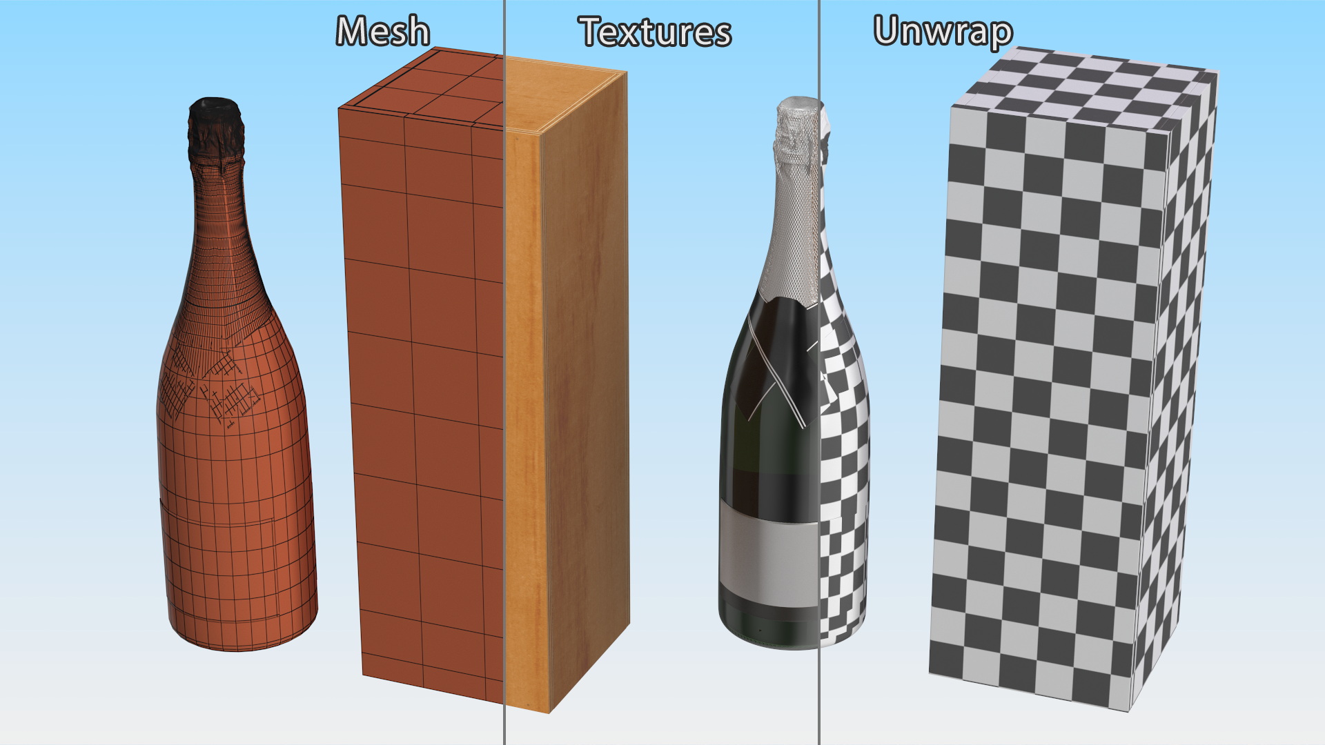 3D Premium Champagne with Wooden Box model