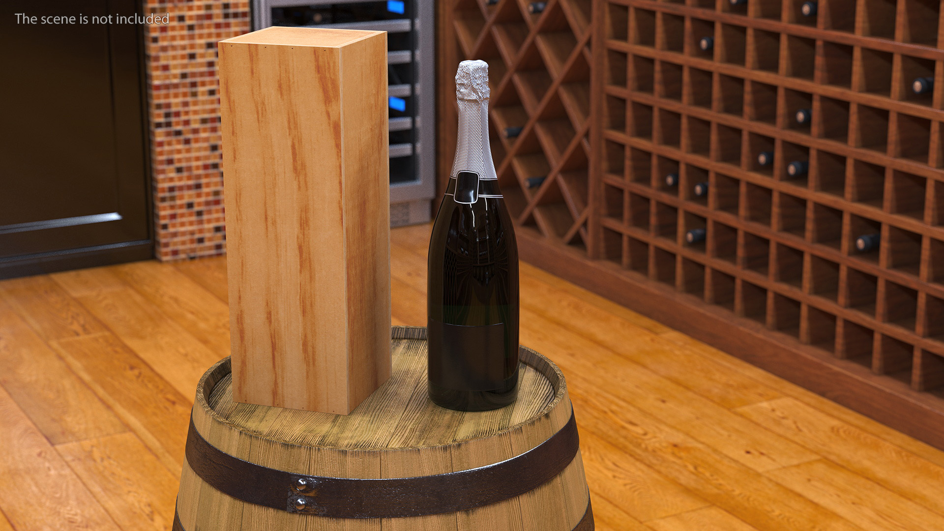 3D Premium Champagne with Wooden Box model