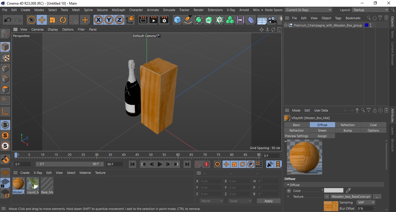 3D Premium Champagne with Wooden Box model