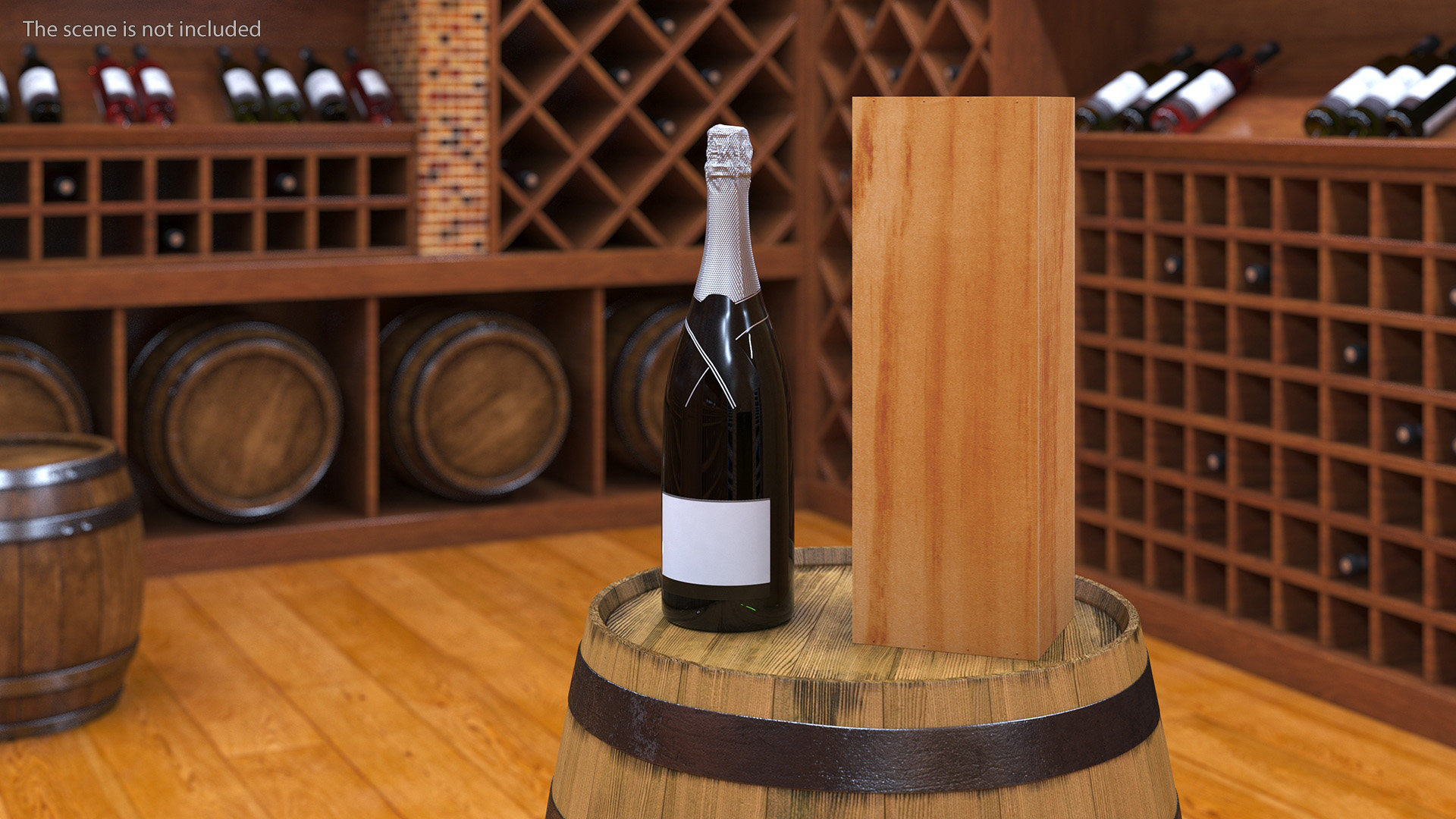 3D Premium Champagne with Wooden Box model