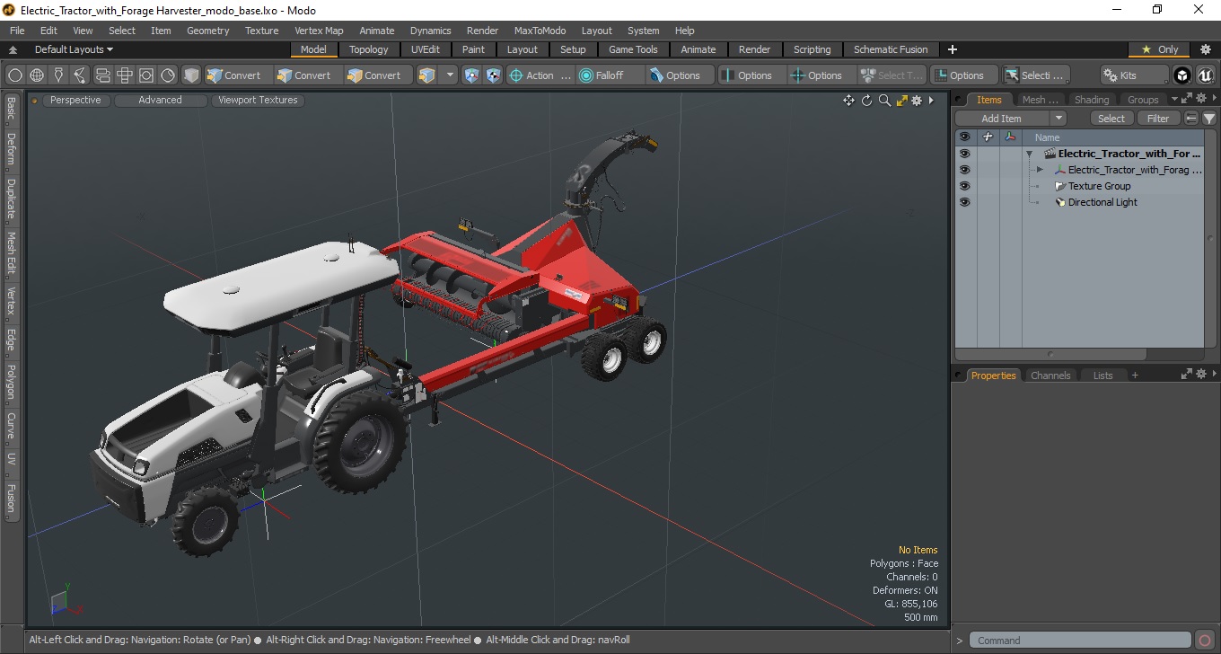 3D Electric Tractor with Forage Harvester model