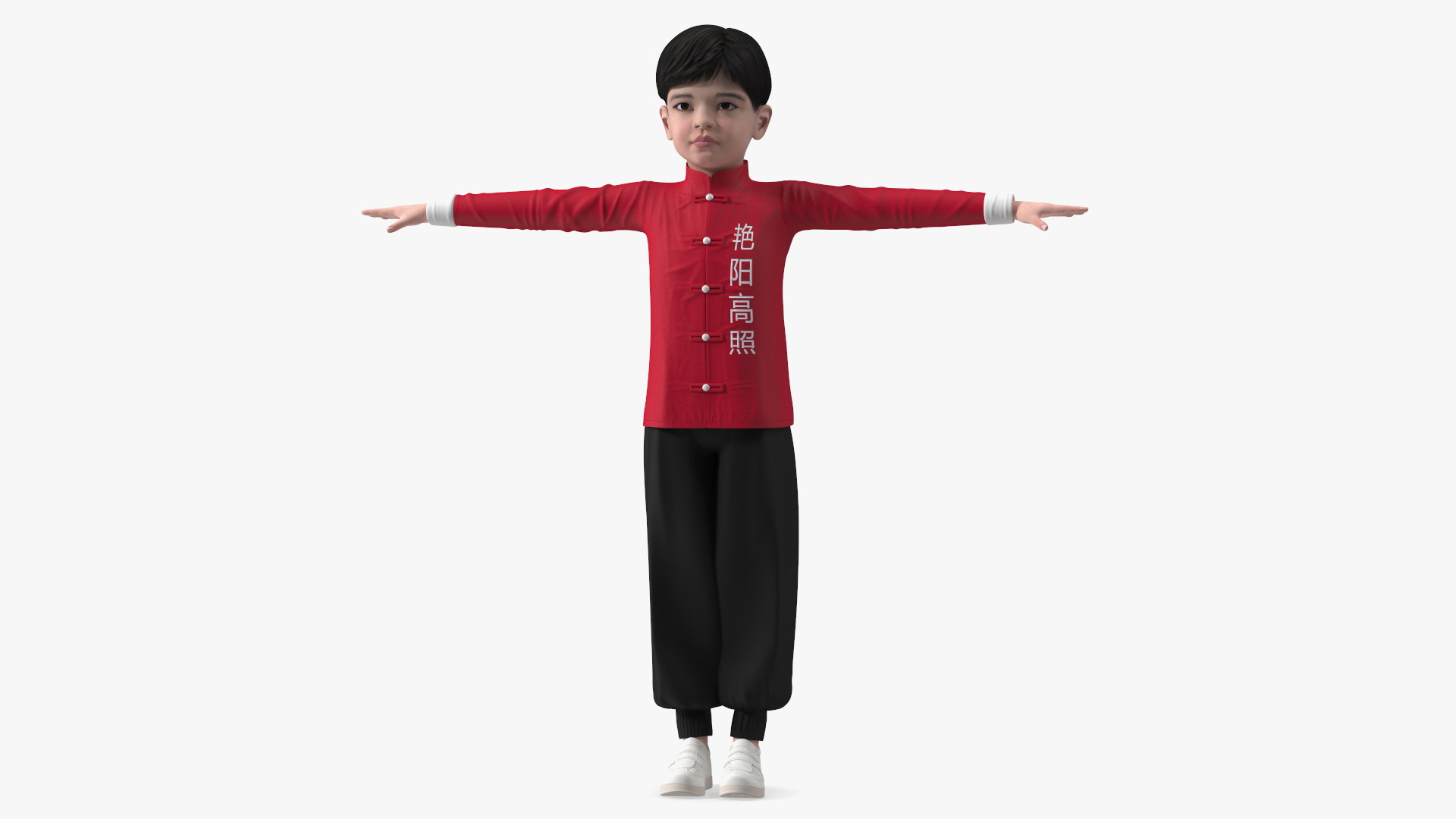 3D model Asian Boy Traditional Costume Rigged for Modo