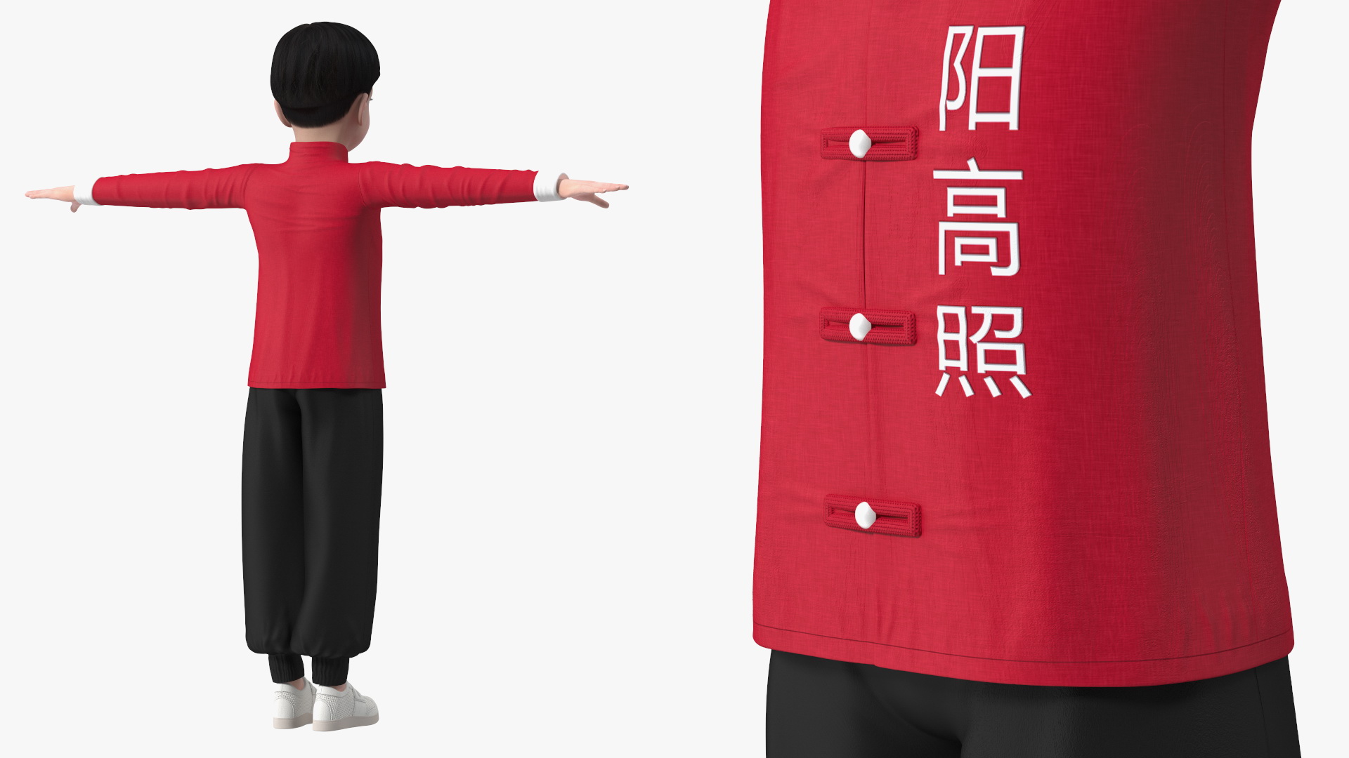 3D model Asian Boy Traditional Costume Rigged for Modo
