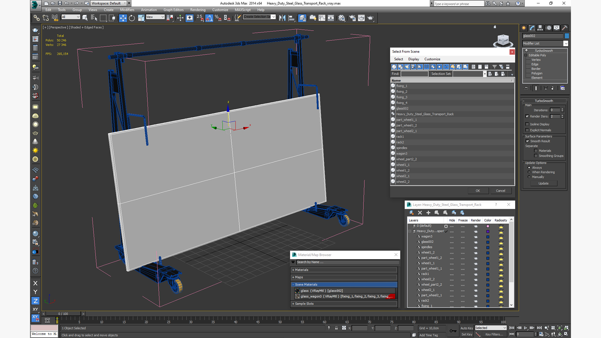 Heavy Duty Steel Glass Transport Rack 3D