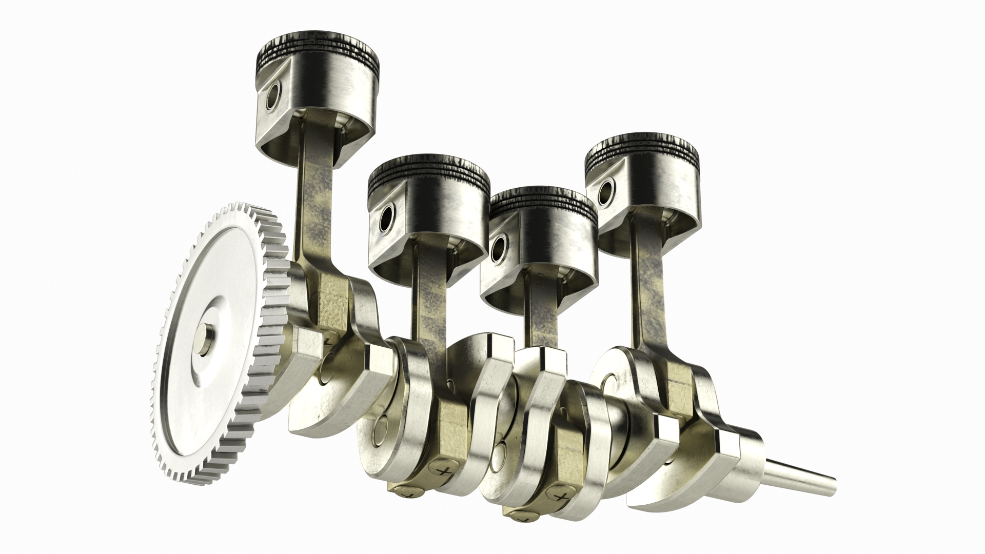 3D Engine Pistons and Crankshaft Rigged