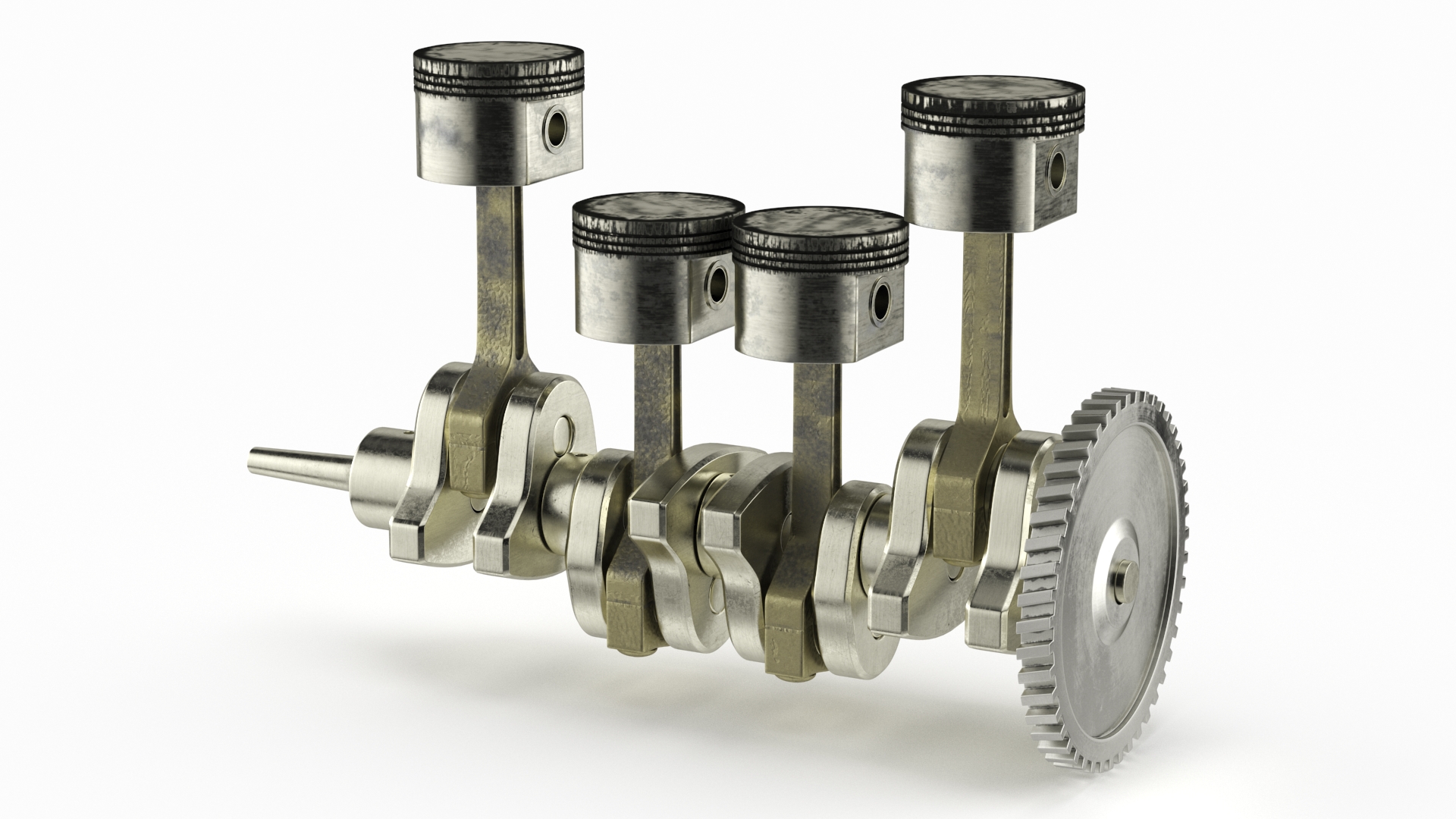 3D Engine Pistons and Crankshaft Rigged