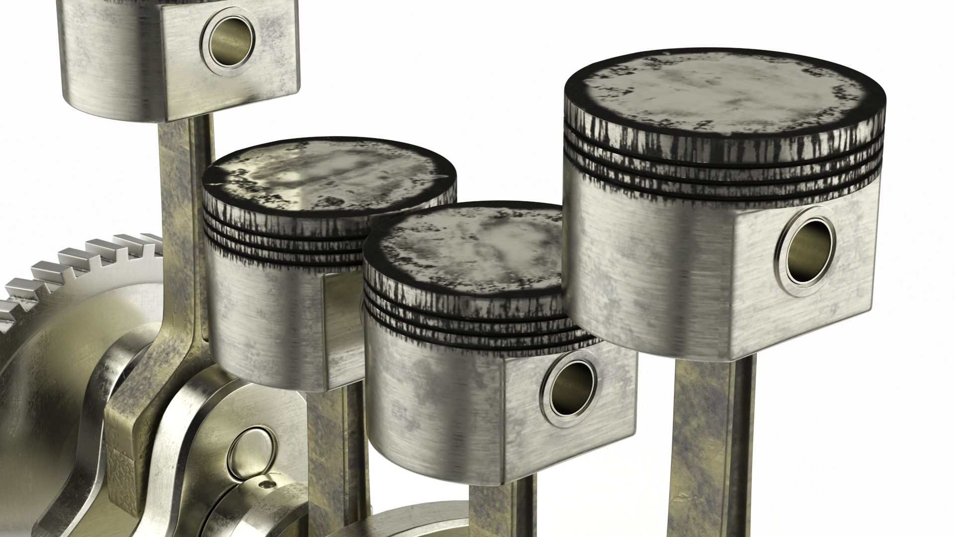3D Engine Pistons and Crankshaft Rigged