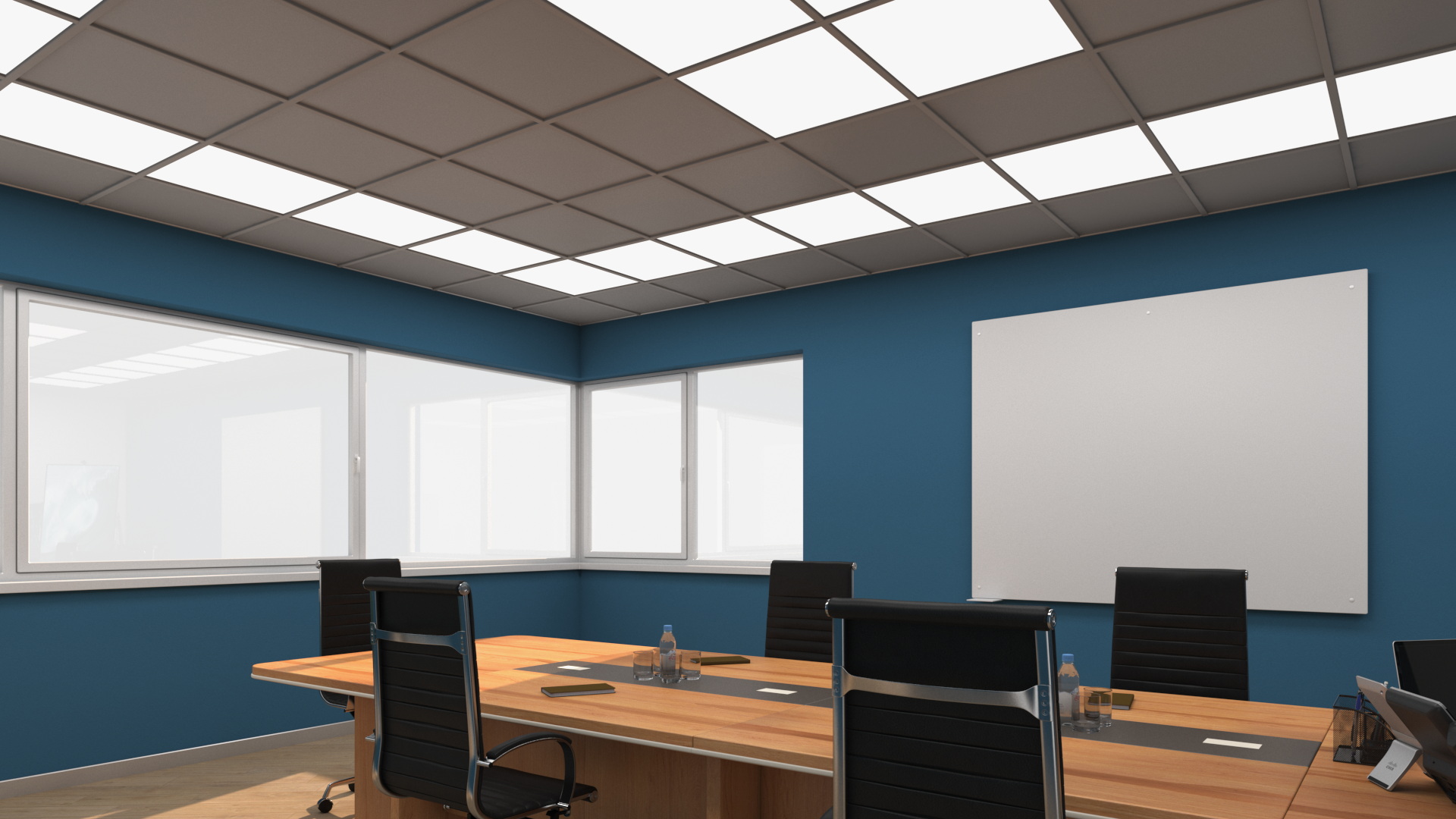 3D Seminar Room with Blue Walls model