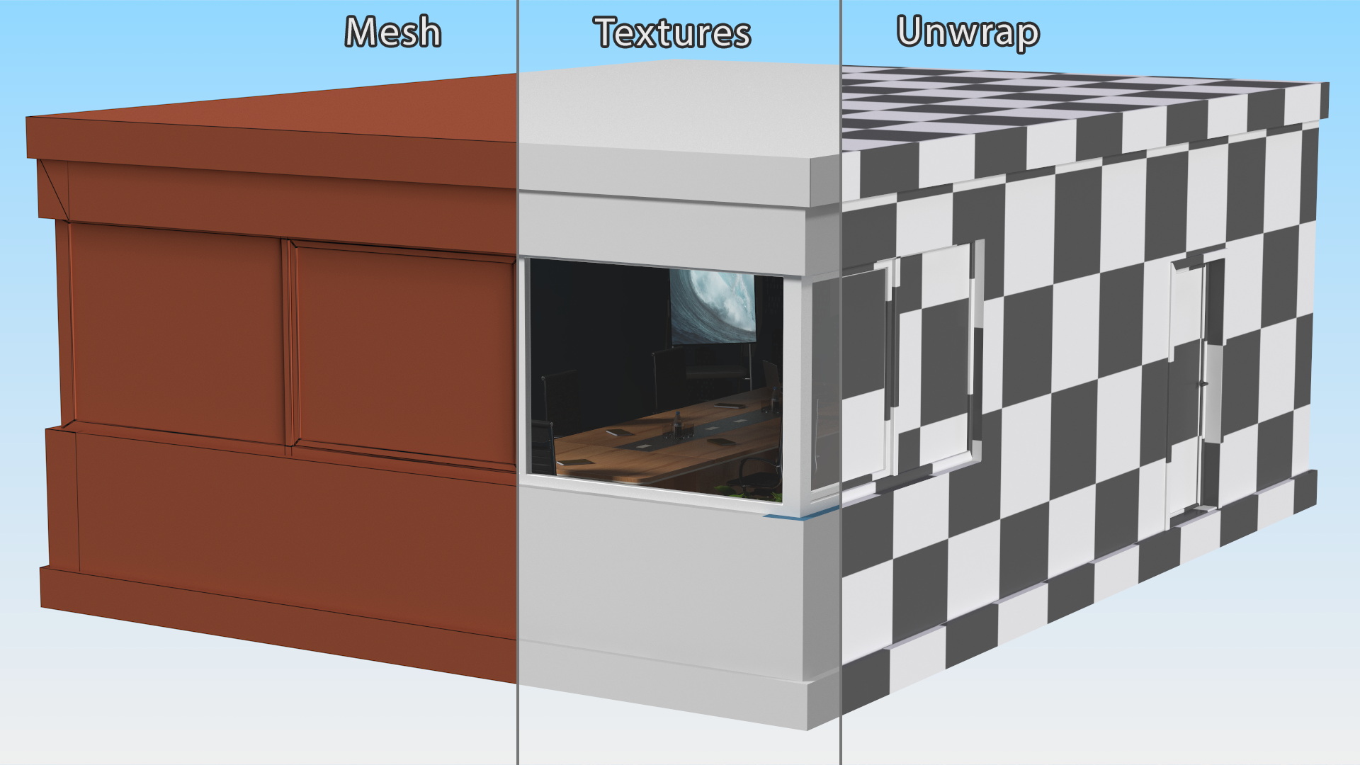 3D Seminar Room with Blue Walls model
