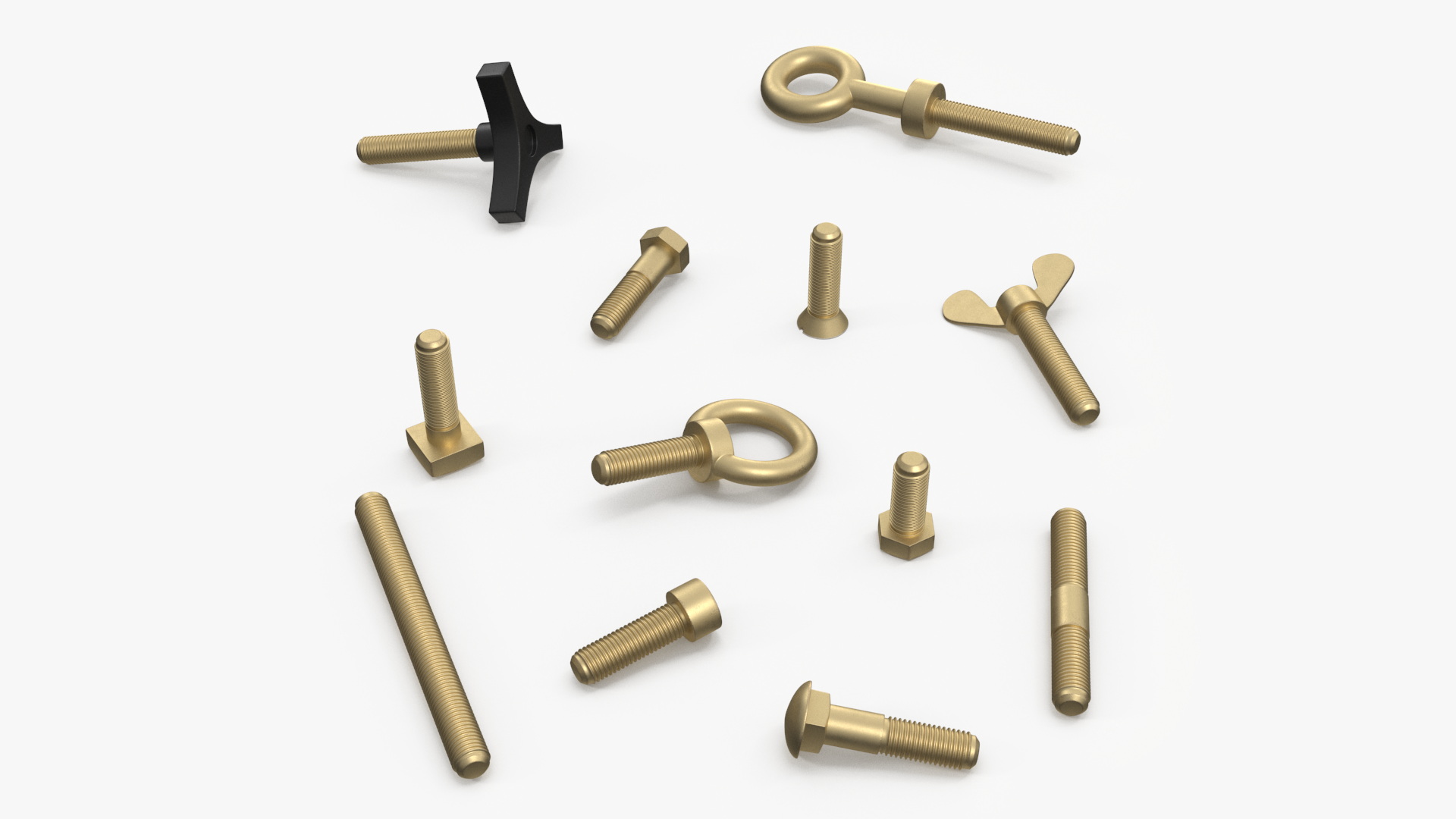 Brass Nut and Bolt Kit 3D
