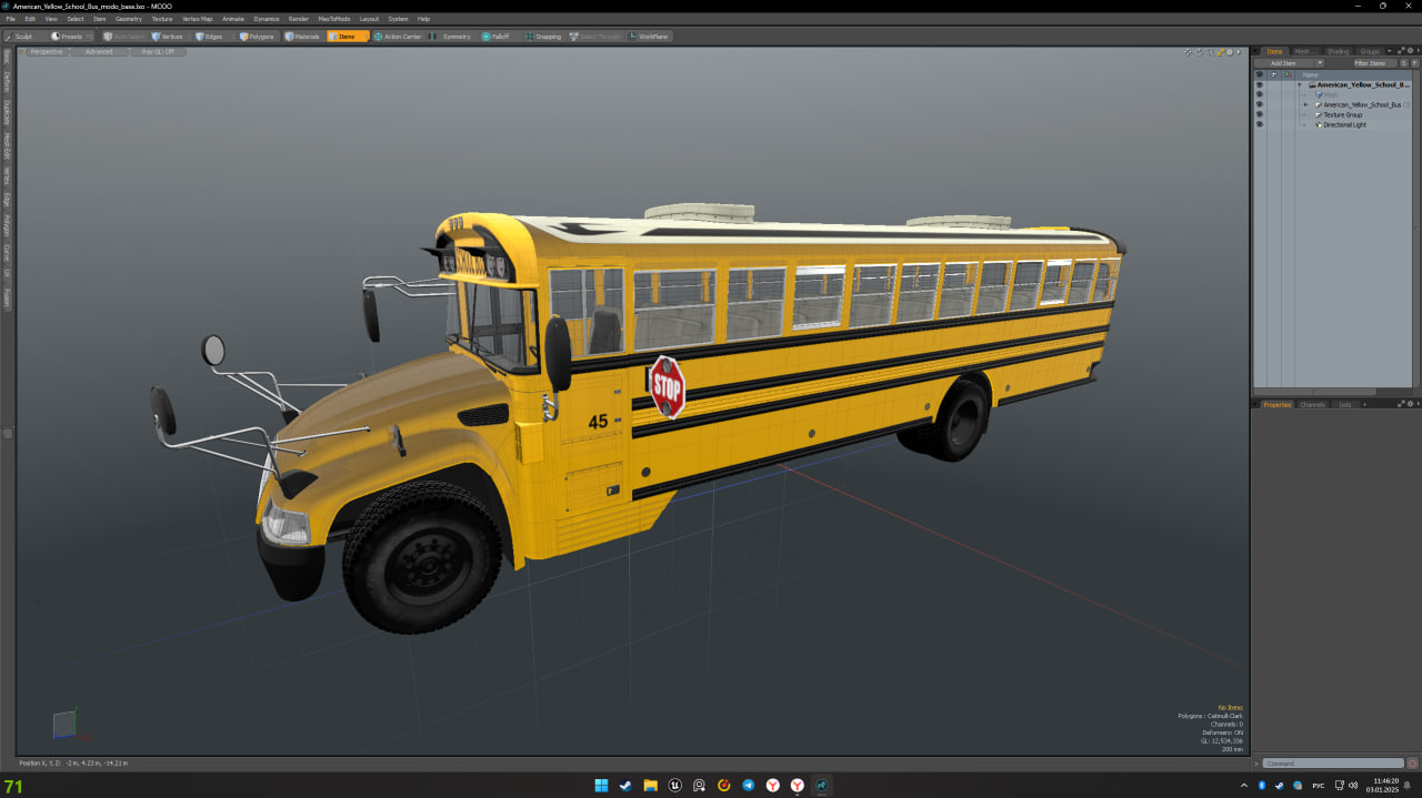 3D American Yellow School Bus