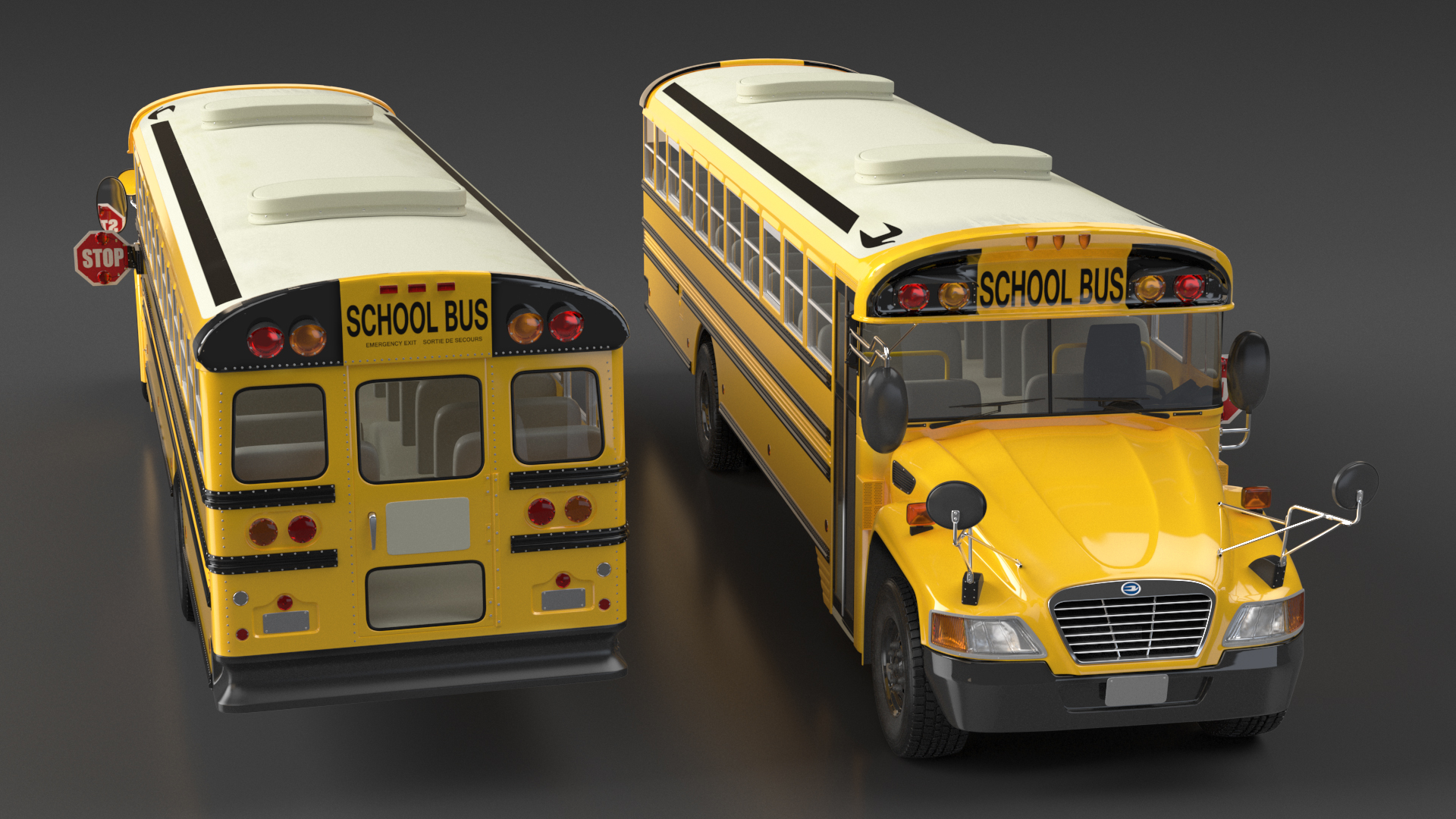 3D American Yellow School Bus