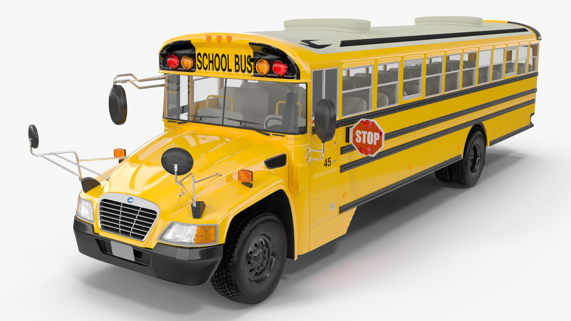 3D American Yellow School Bus