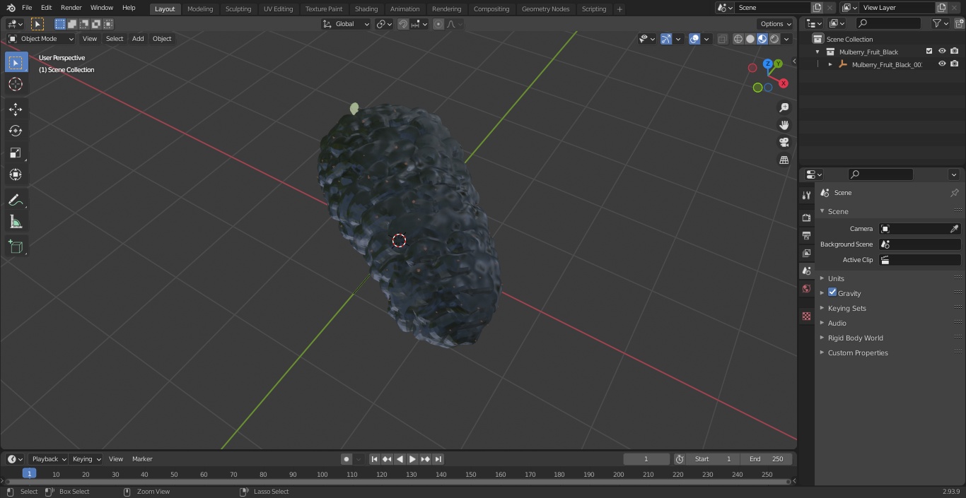 3D model Mulberry Fruit Black