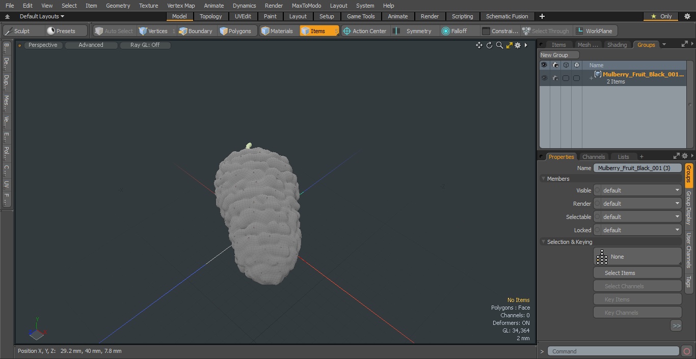 3D model Mulberry Fruit Black
