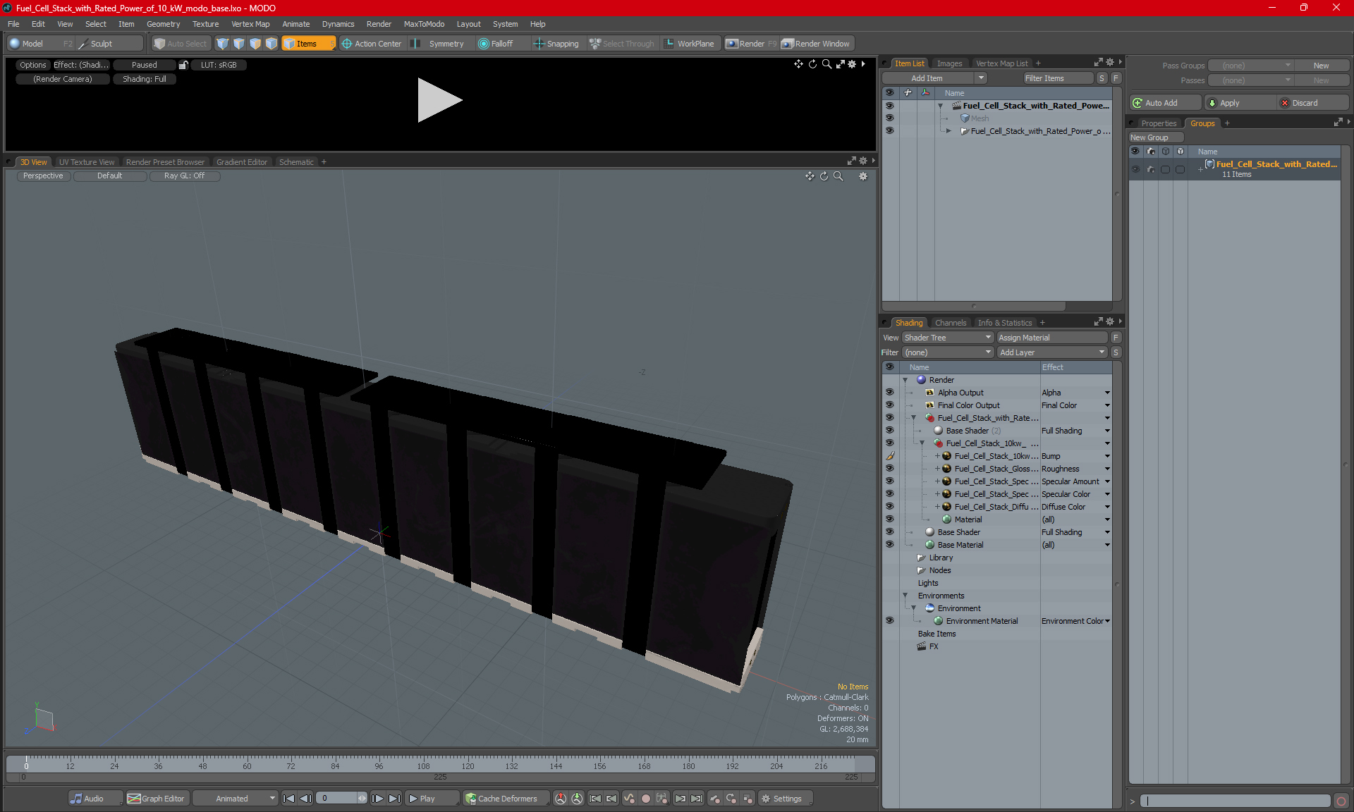 3D Fuel Cell Stack with Rated Power of 10 kW