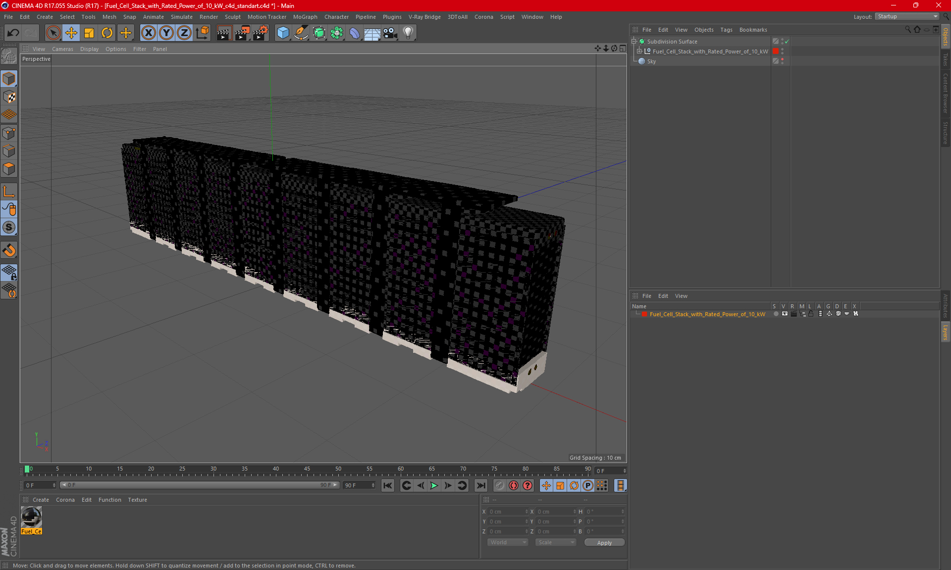 3D Fuel Cell Stack with Rated Power of 10 kW