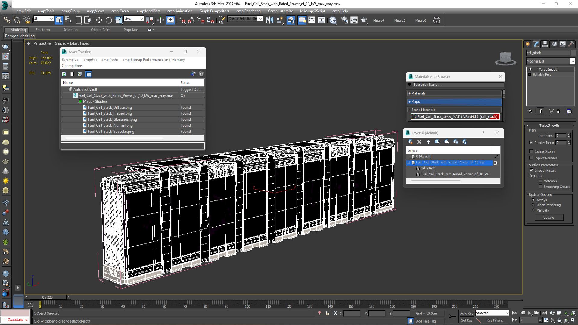 3D Fuel Cell Stack with Rated Power of 10 kW