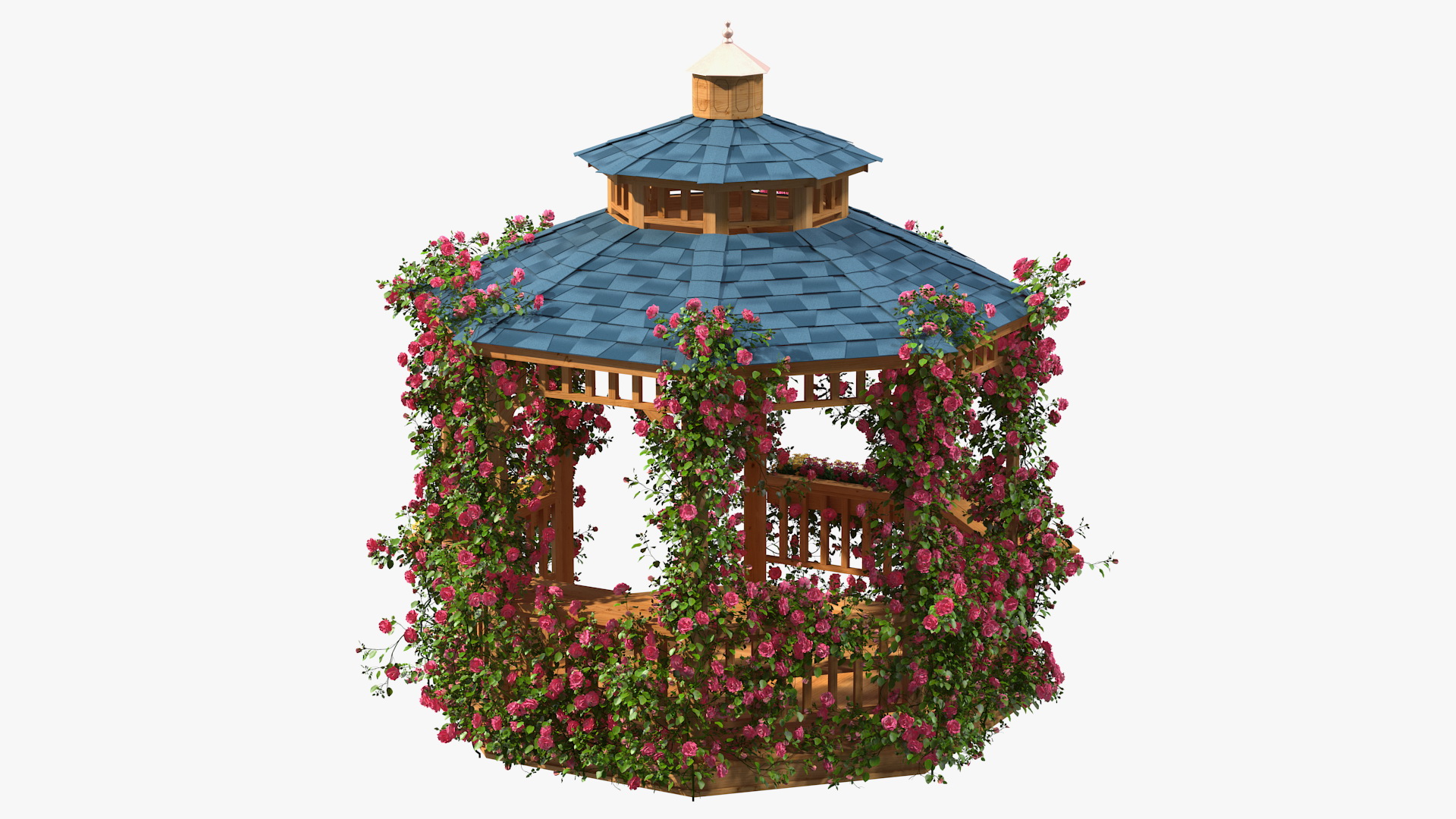 Gazebo Covered with Pink Rose 3D model