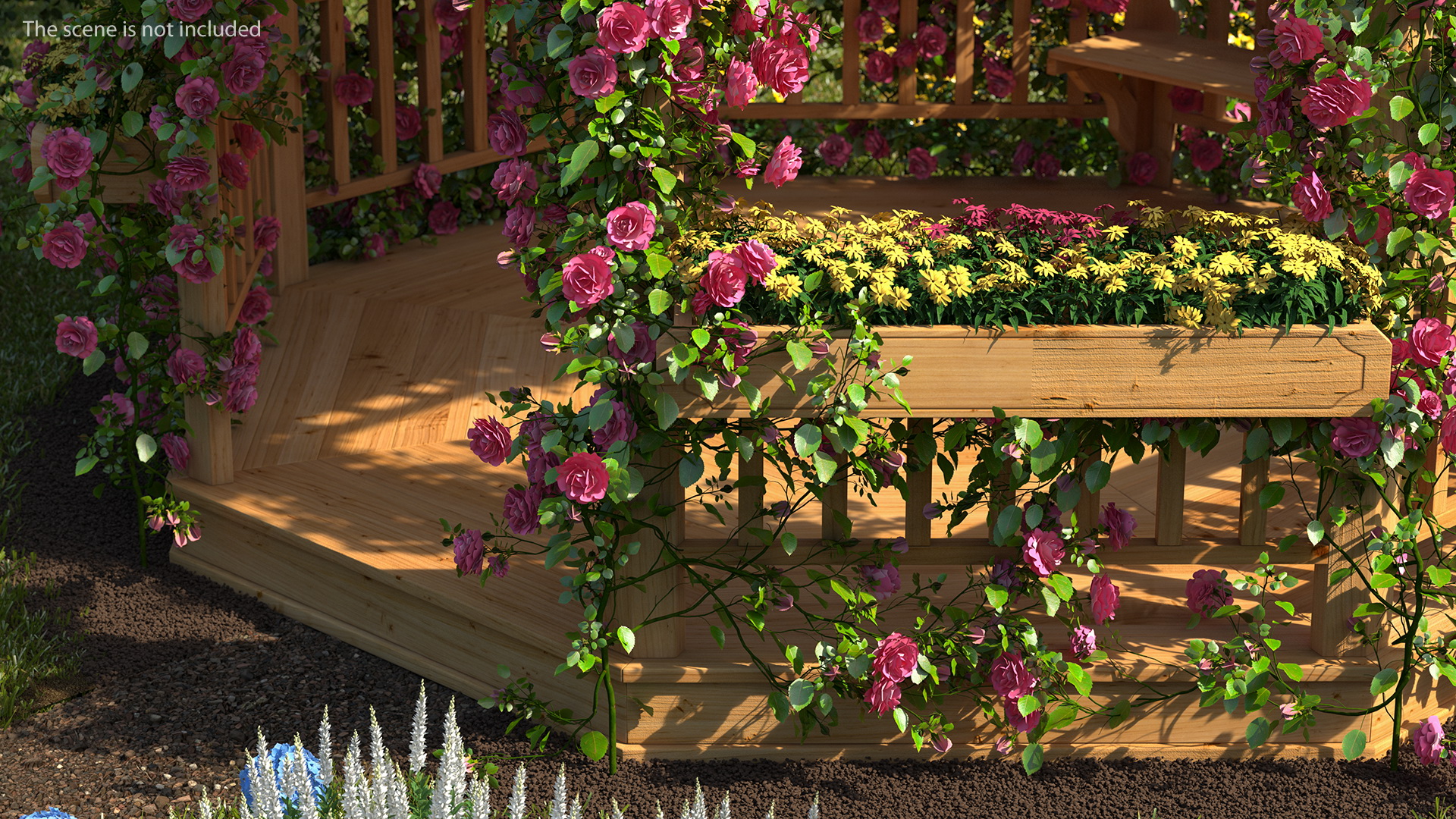 Gazebo Covered with Pink Rose 3D model