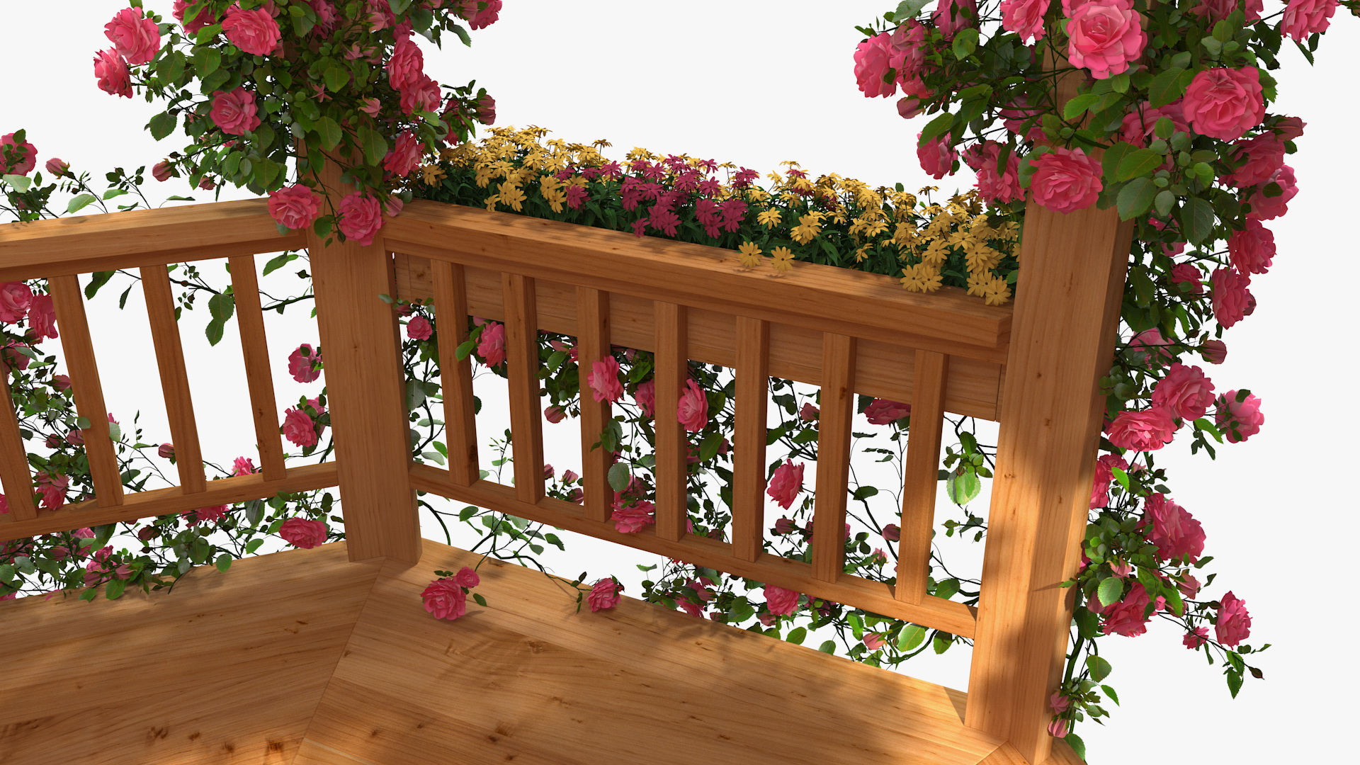 Gazebo Covered with Pink Rose 3D model