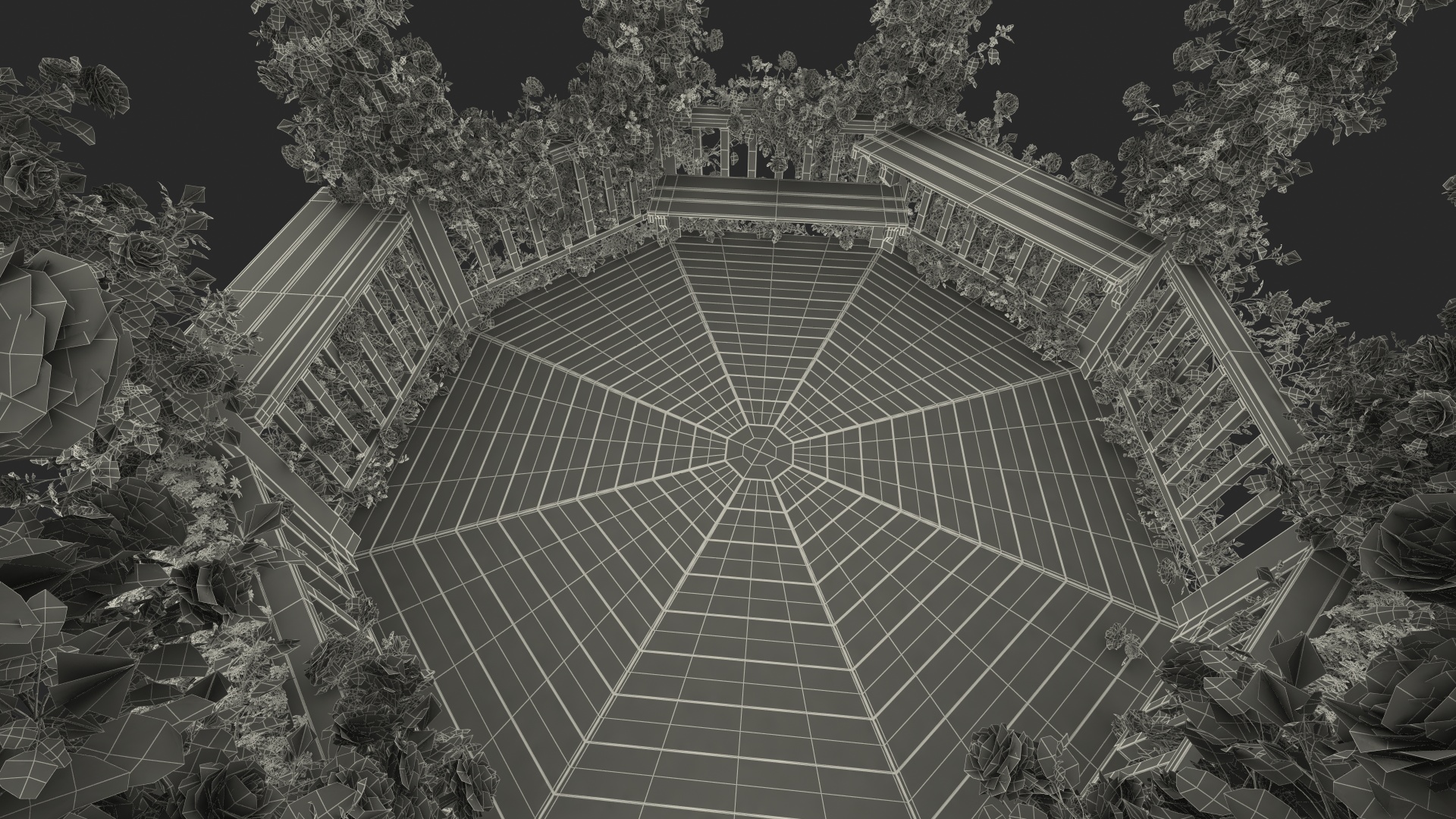 Gazebo Covered with Pink Rose 3D model