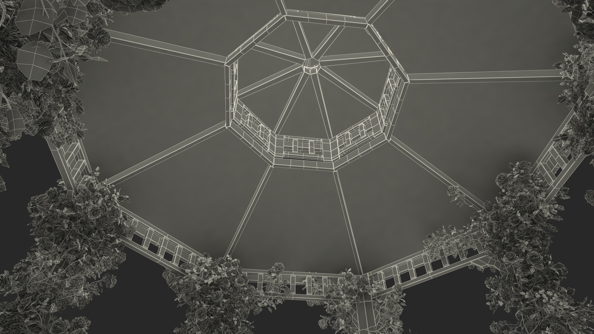 Gazebo Covered with Pink Rose 3D model