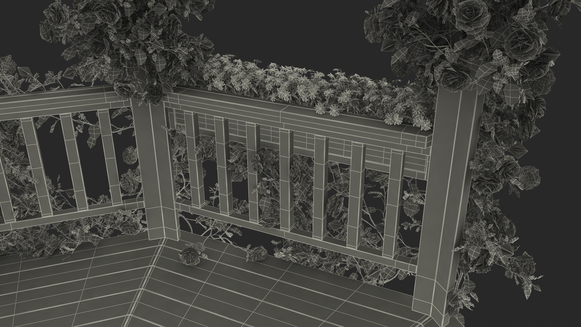 Gazebo Covered with Pink Rose 3D model
