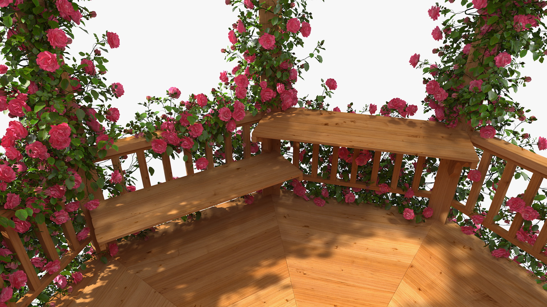 Gazebo Covered with Pink Rose 3D model