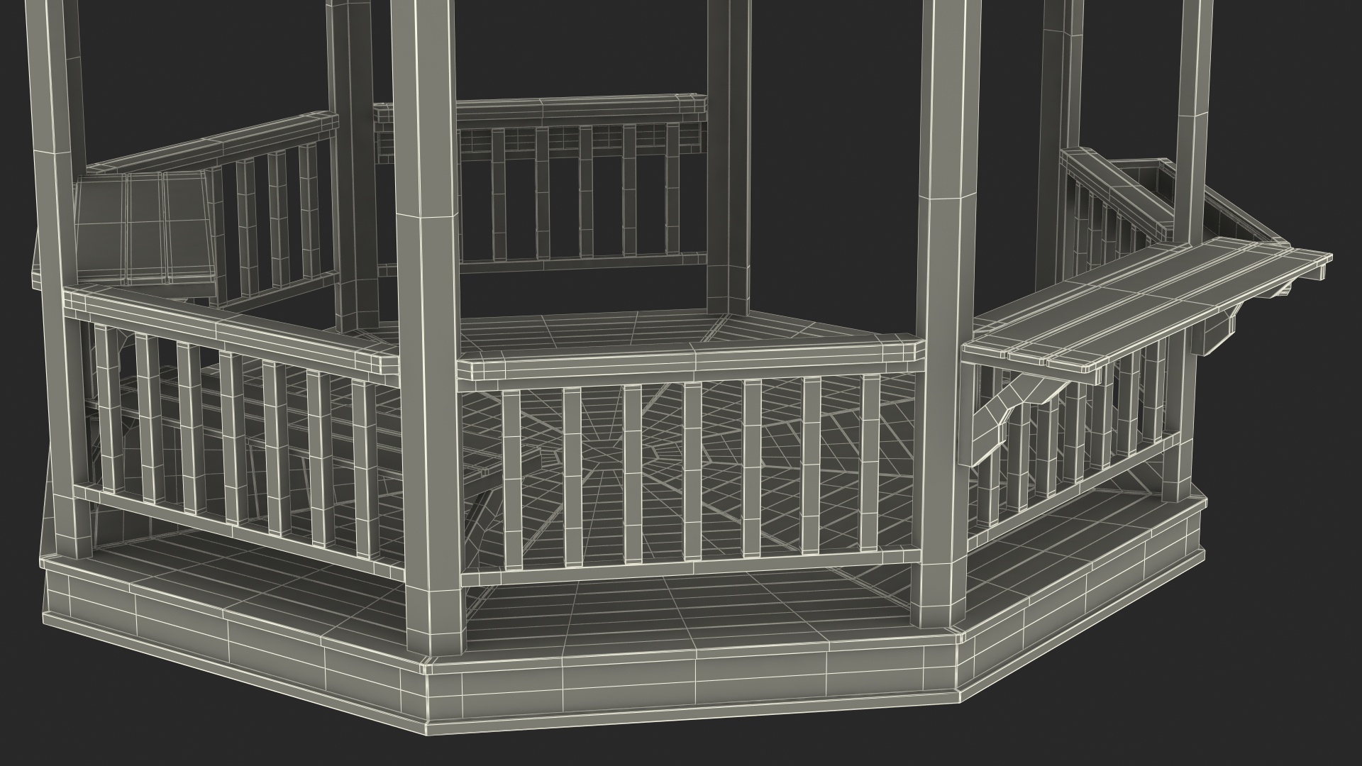 Gazebo Covered with Pink Rose 3D model