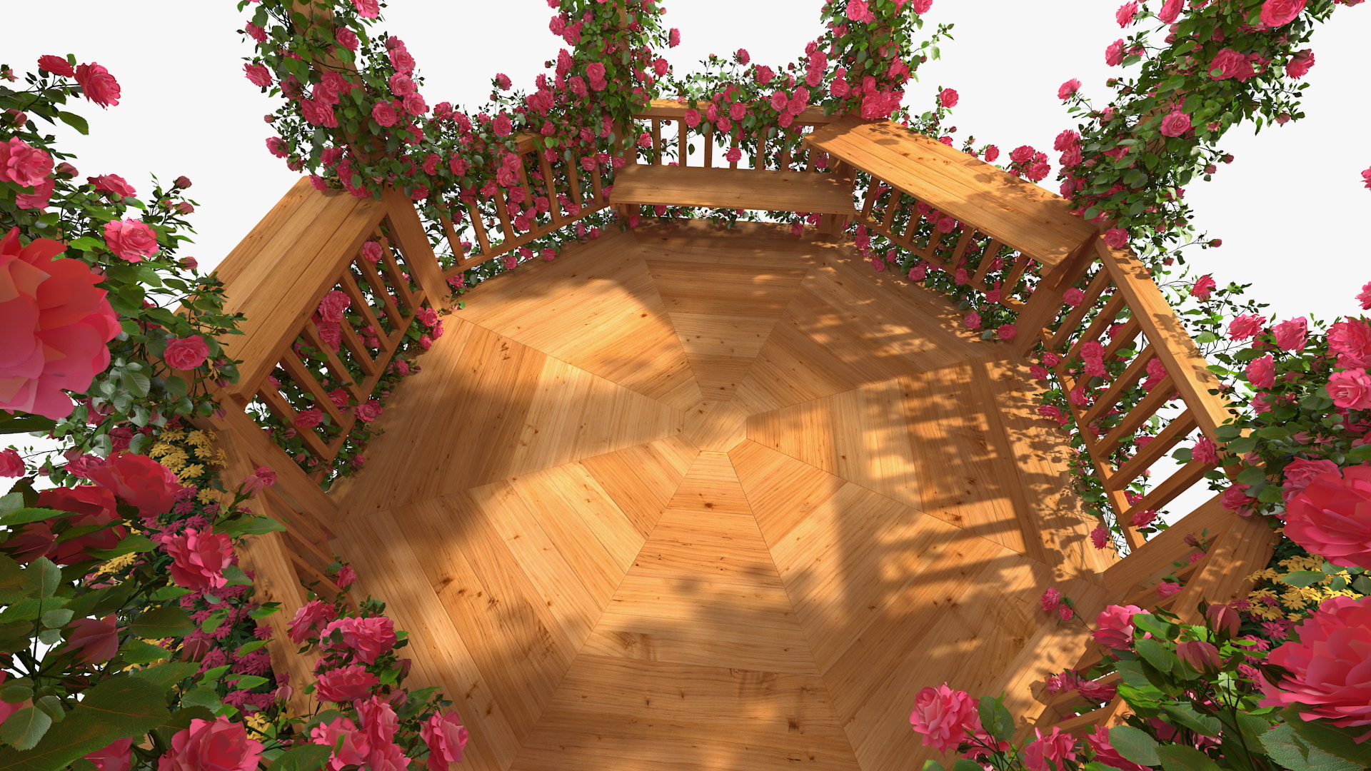 Gazebo Covered with Pink Rose 3D model