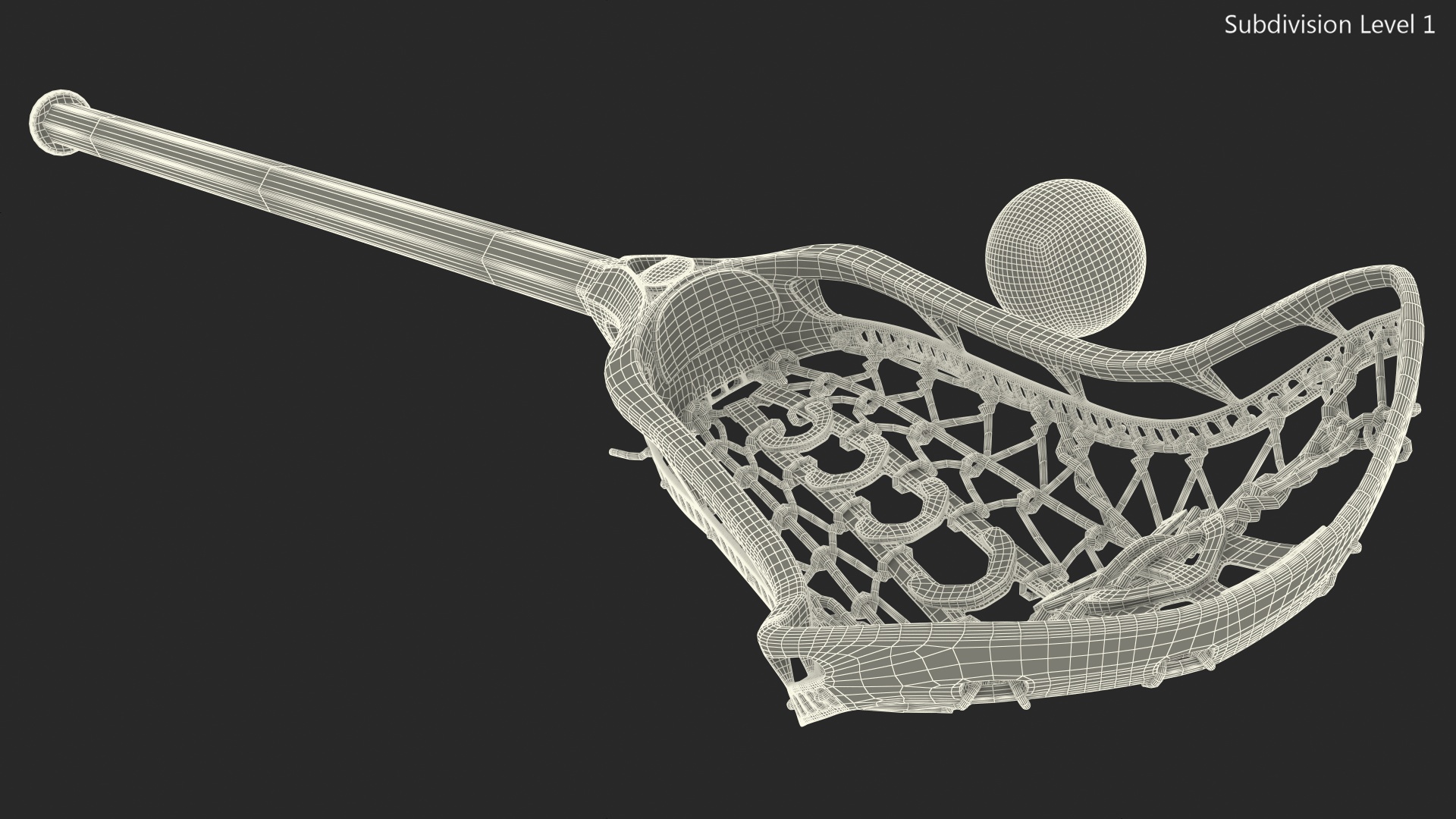 Lacrosse Stick Generic with Ball 3D