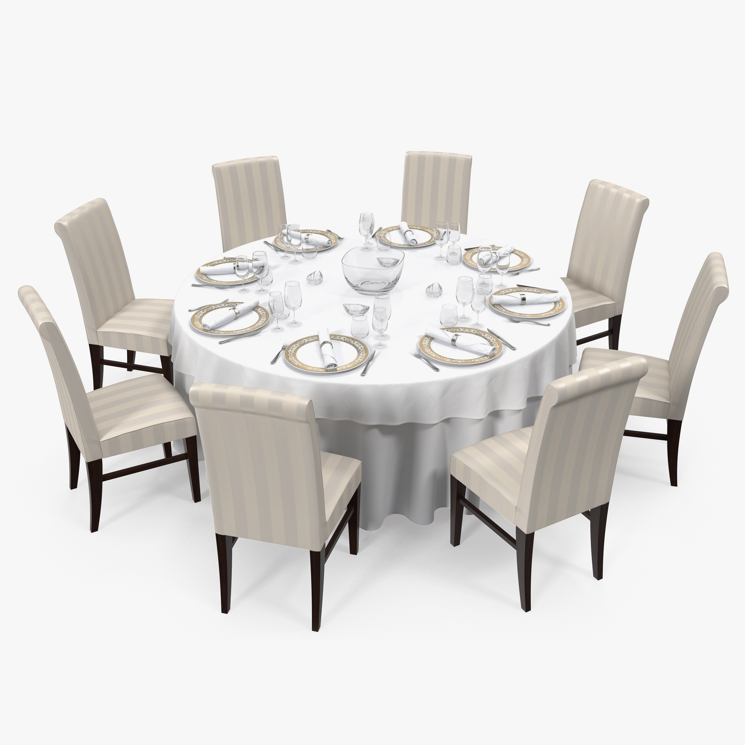 Round Dining Served Table with Chairs