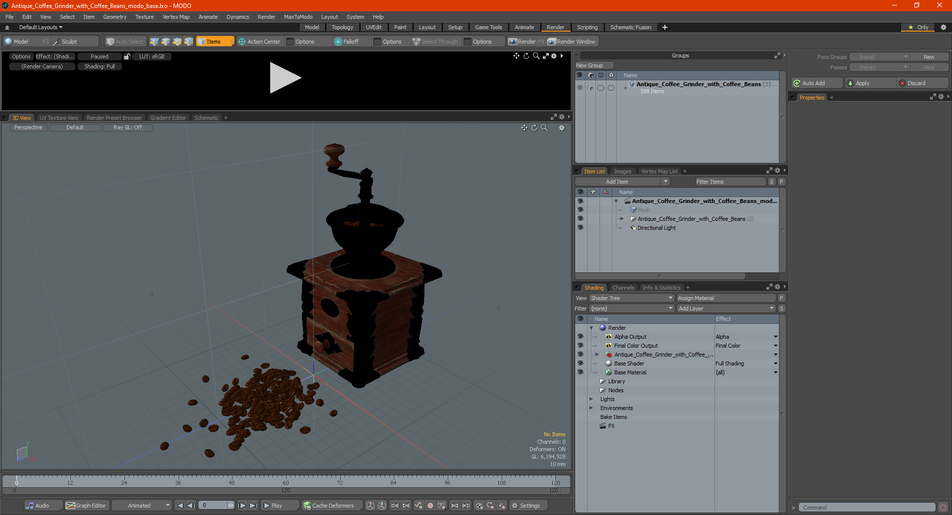 3D model Antique Coffee Grinder with Coffee Beans