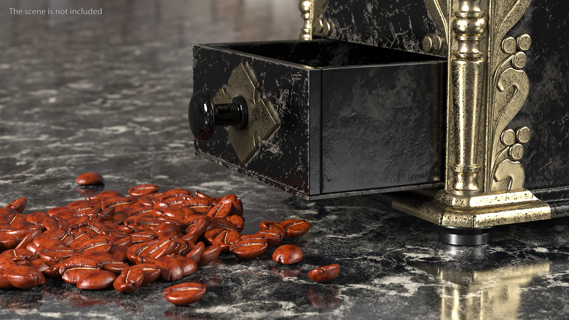 3D model Antique Coffee Grinder with Coffee Beans