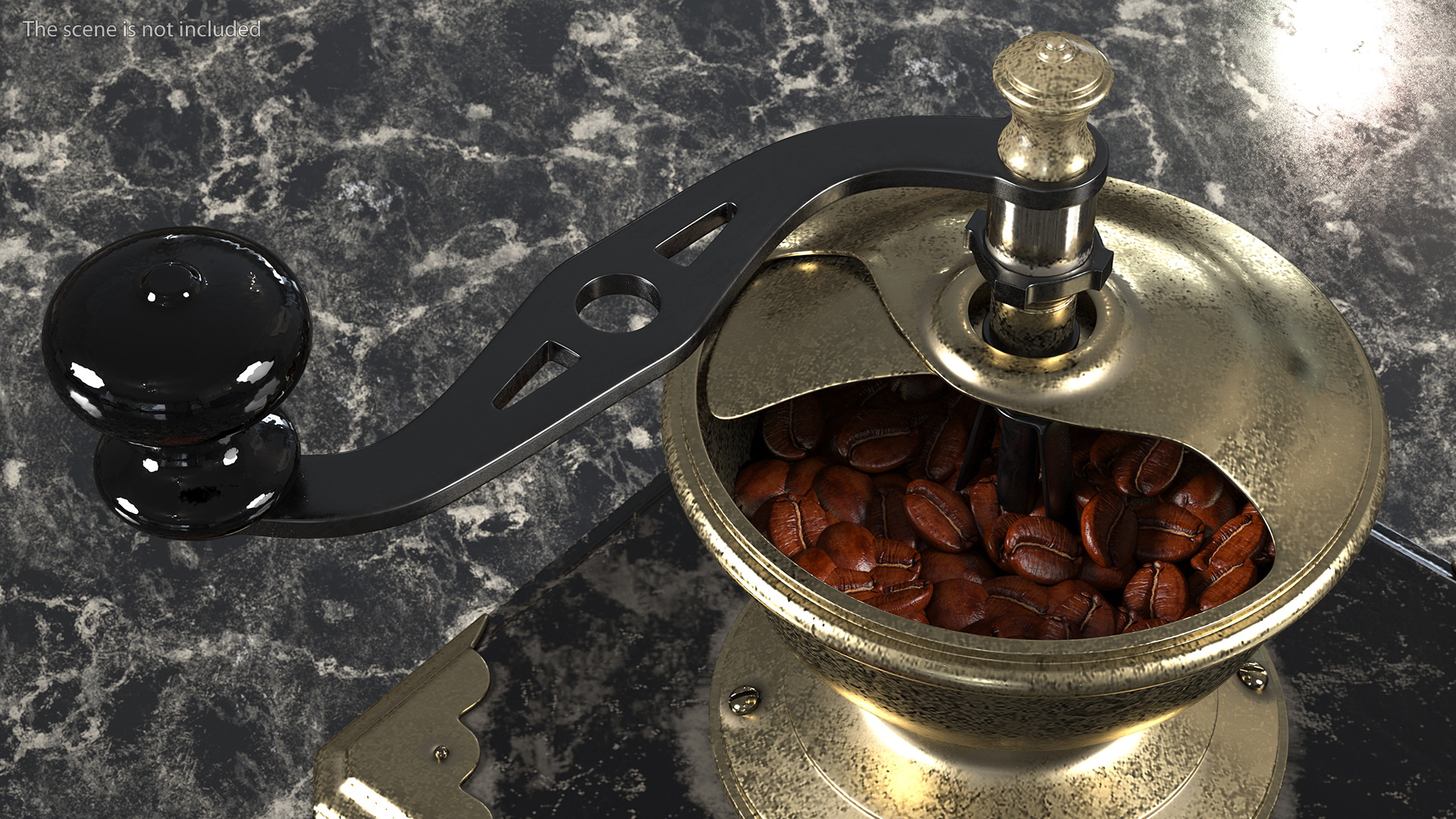 3D model Antique Coffee Grinder with Coffee Beans